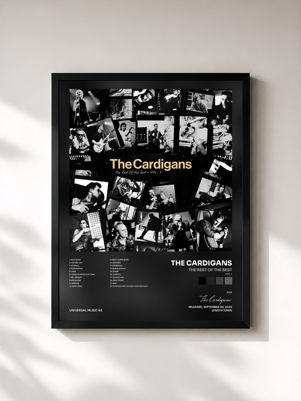 #noir Tableau de l'album The Rest Of The Best (Vol. 1) de The Cardigans, cadre noir, imprimé et encadré en France