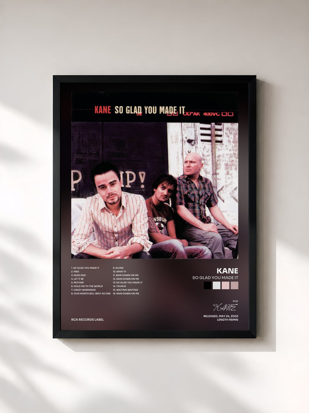 #noir Tableau de l'album So Glad You Made It de KANE, cadre noir, imprimé et encadré en France