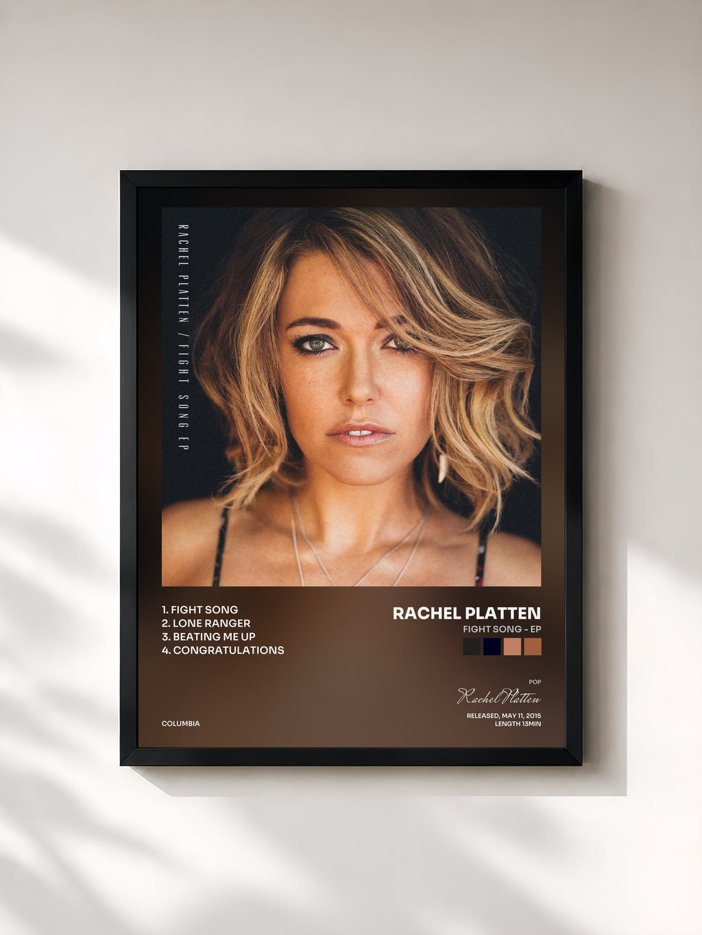 #noir Tableau de l'album Fight Song - EP de Rachel Platten, cadre noir, imprimé et encadré en France