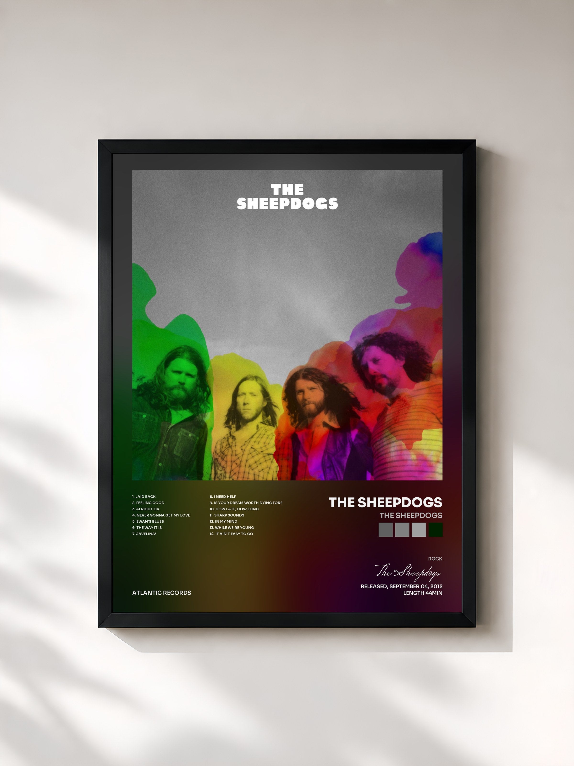 #noir Tableau de l'album The Sheepdogs de The Sheepdogs, cadre noir, imprimé et encadré en France