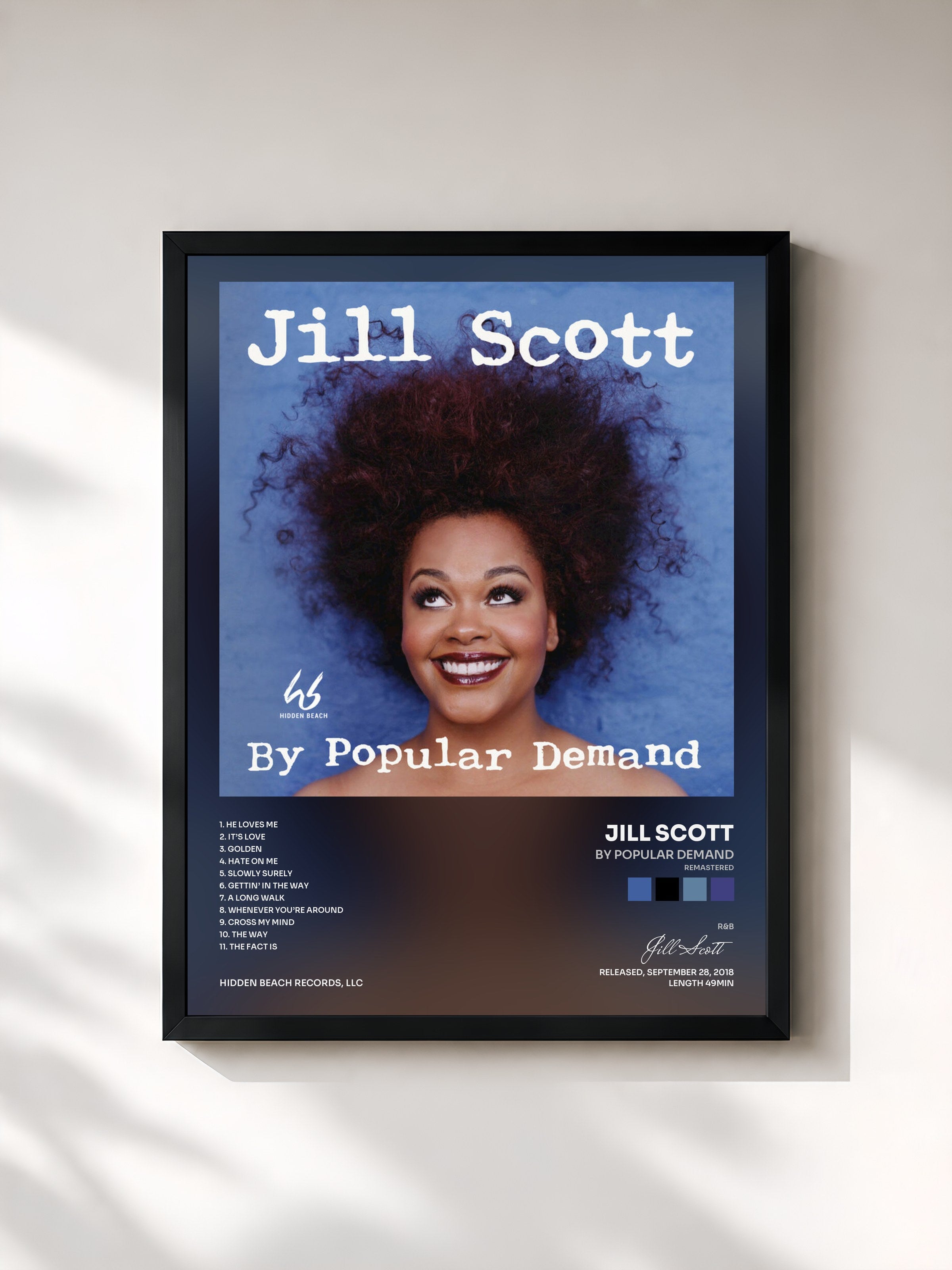 #noir Tableau de l'album By Popular Demand (Remastered) de Jill Scott, cadre noir, imprimé et encadré en France
