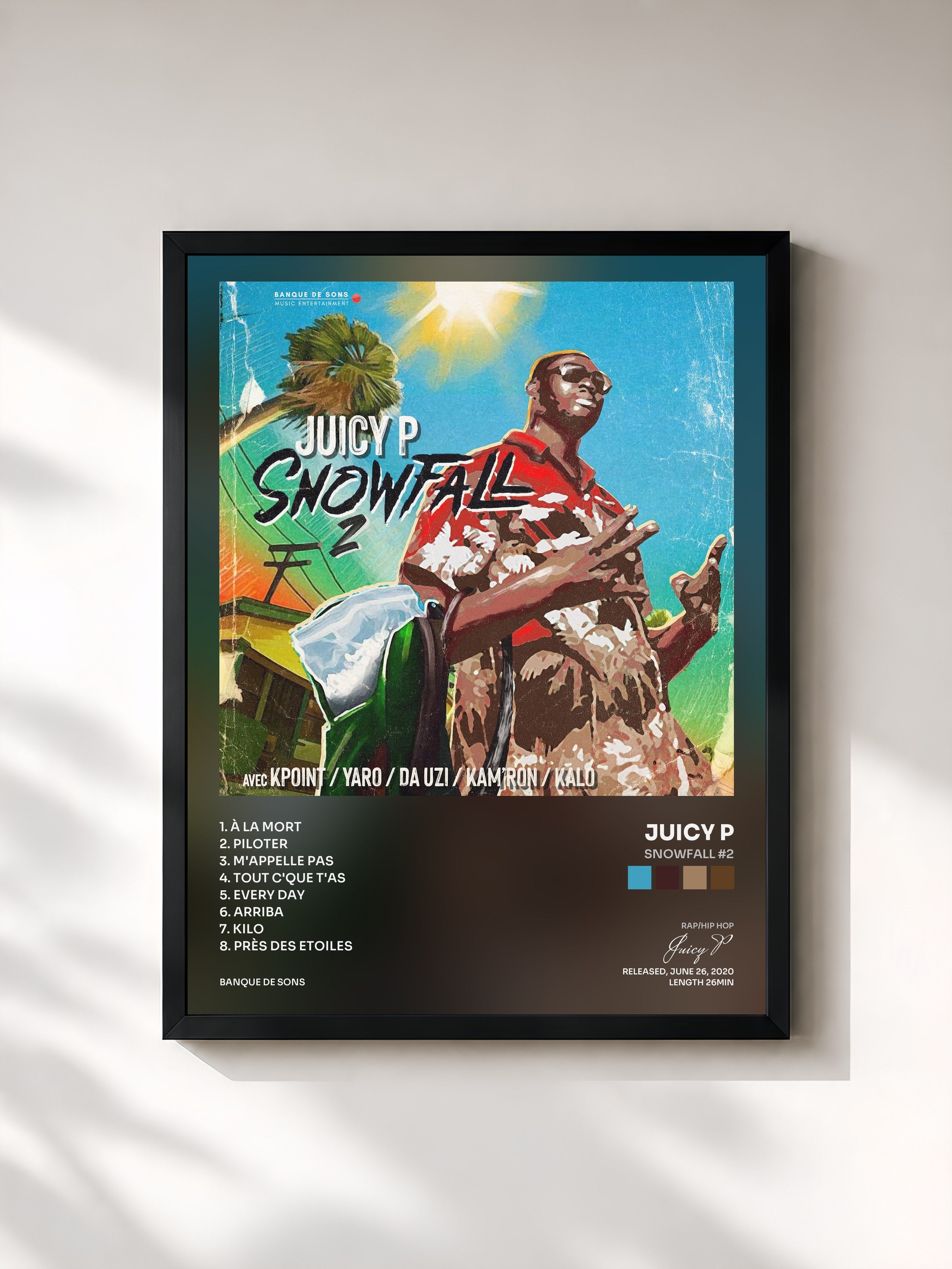 #noir Tableau de l'album Snowfall #2 de Juicy P, cadre noir, imprimé et encadré en France