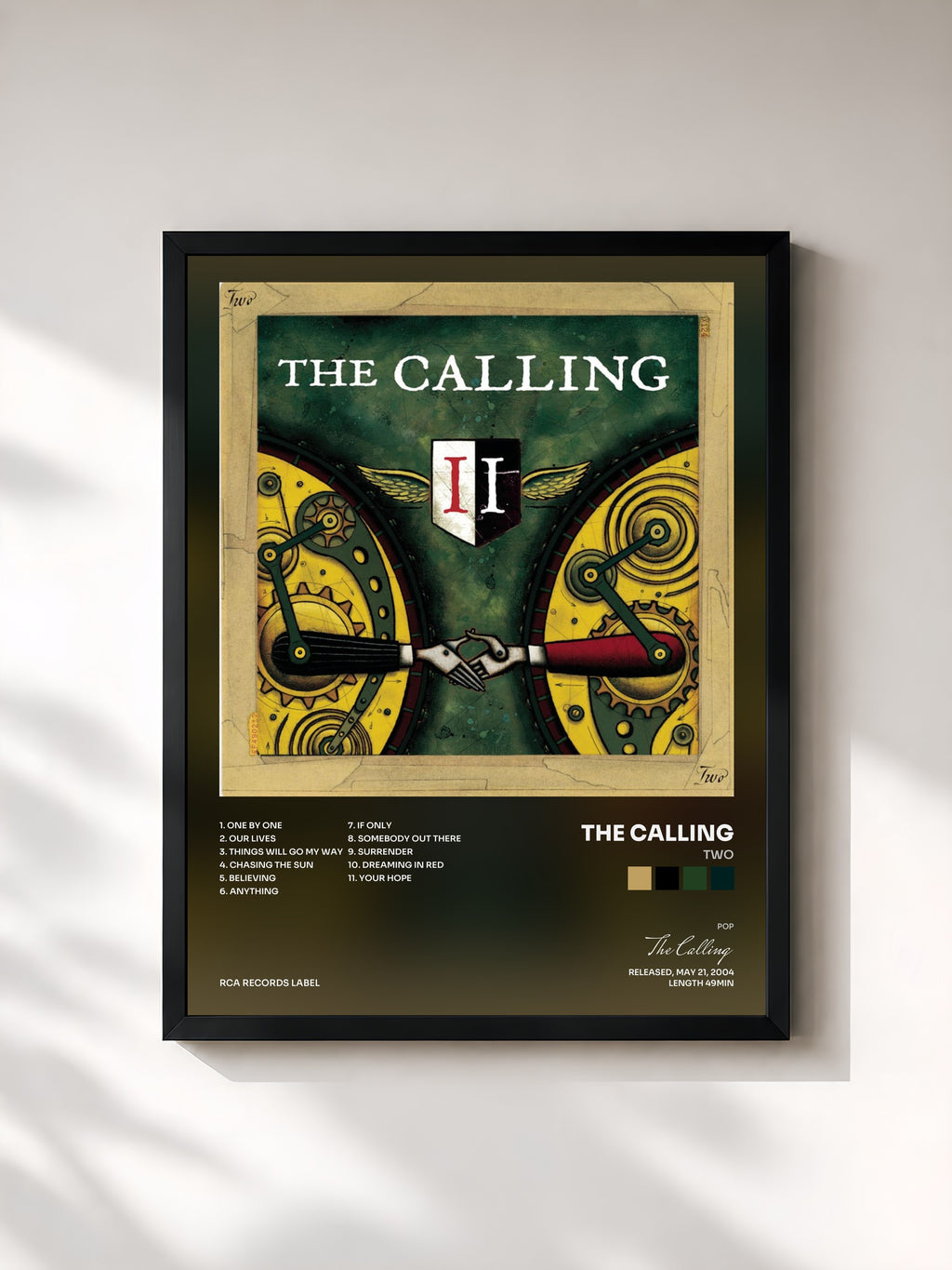 #noir Tableau de l'album Two de The Calling, cadre noir, imprimé et encadré en France