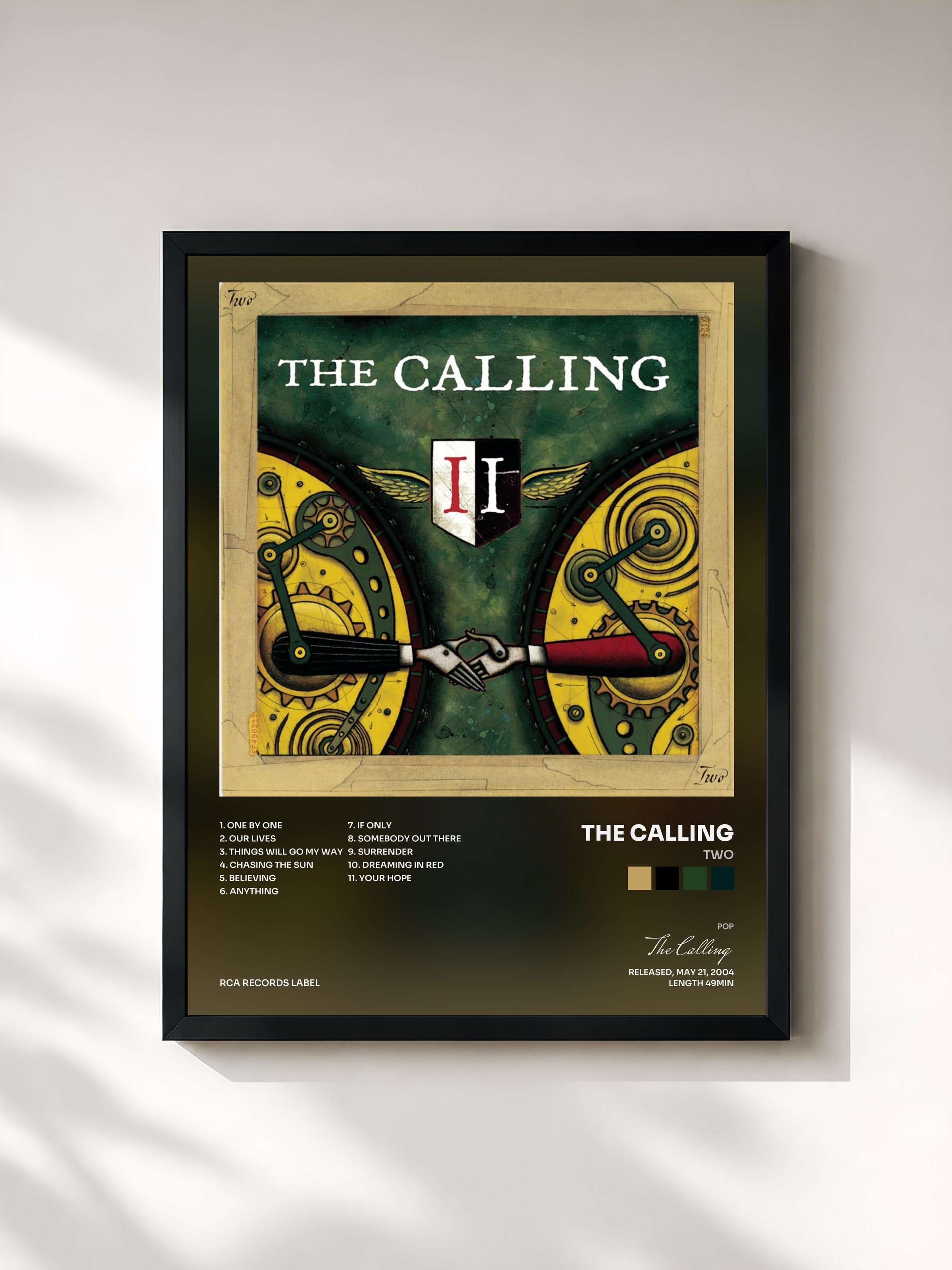 #noir Tableau de l'album Two de The Calling, cadre noir, imprimé et encadré en France