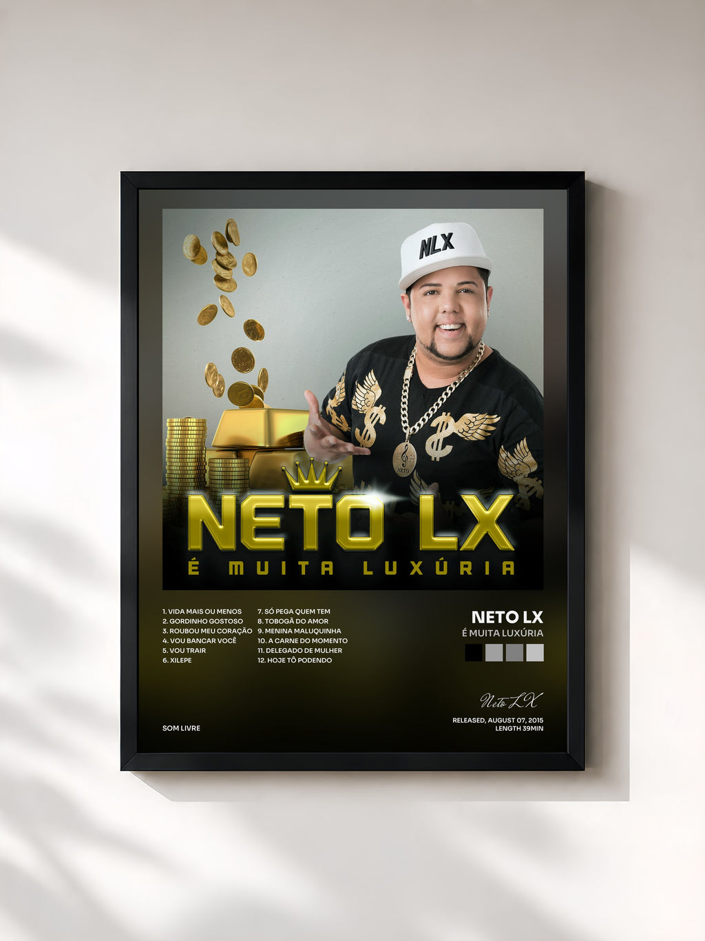 #noir Tableau de l'album É Muita Luxúria de Neto LX, cadre noir, imprimé et encadré en France