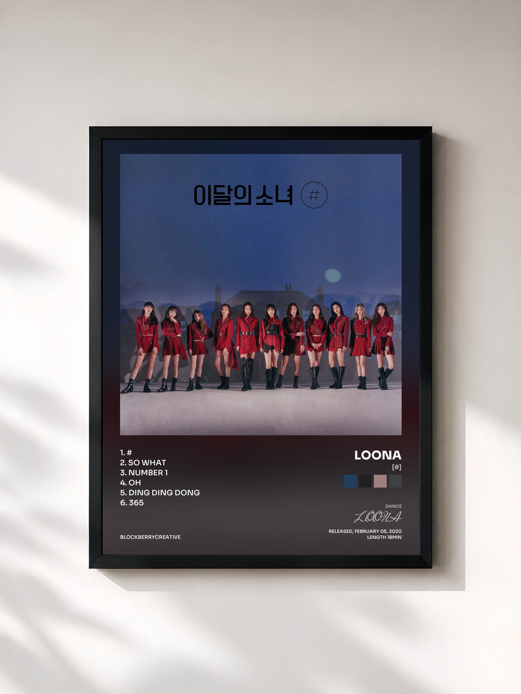 #noir Tableau de l'album [#] de LOONA, cadre noir, imprimé et encadré en France