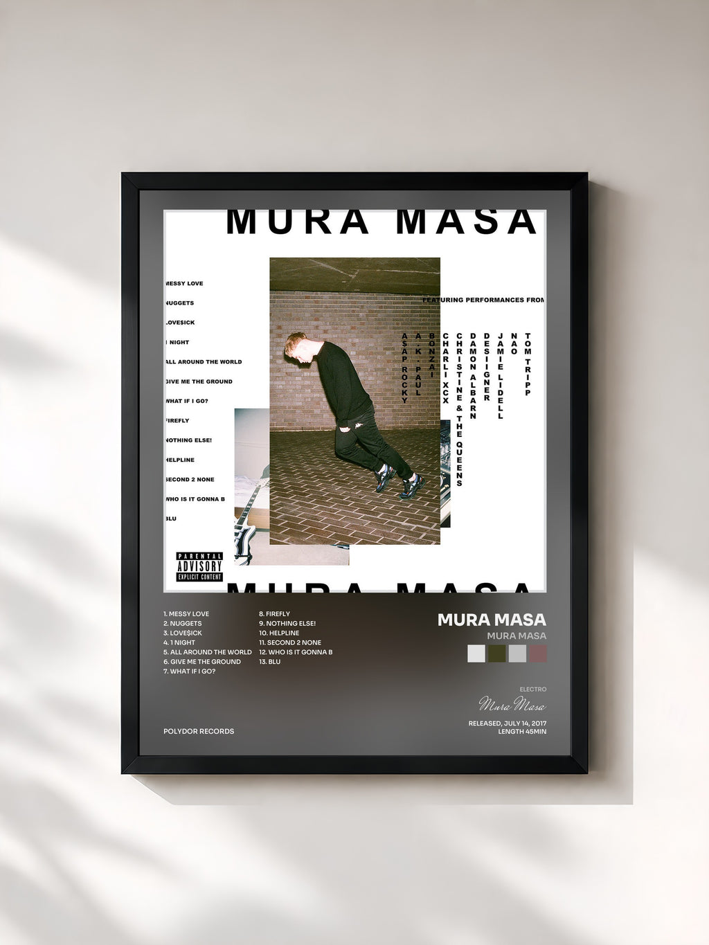 #noir Tableau de l'album Mura Masa de Mura Masa, cadre noir, imprimé et encadré en France