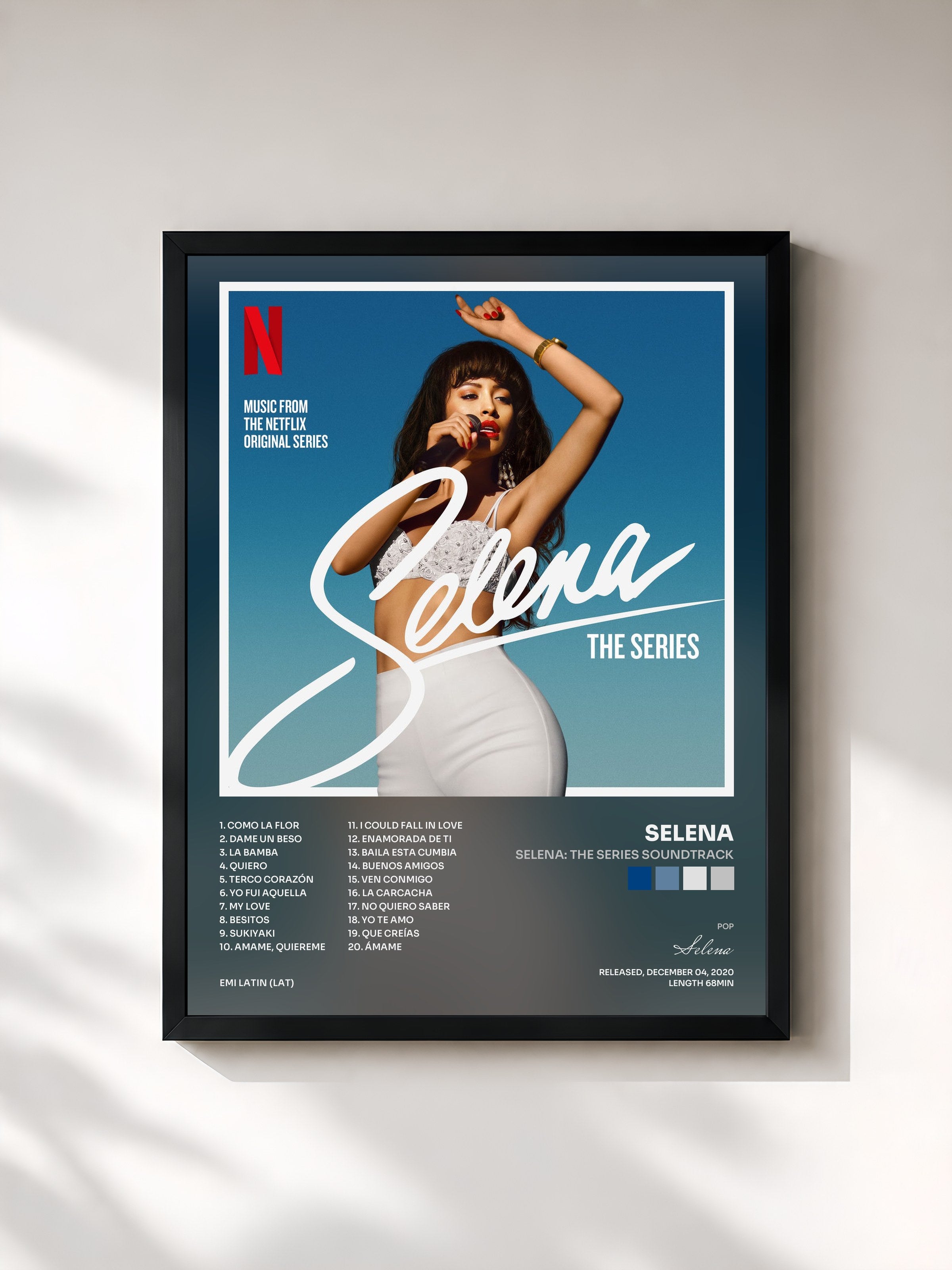 #noir Tableau de l'album Selena: The Series Soundtrack de Selena, cadre noir, imprimé et encadré en France