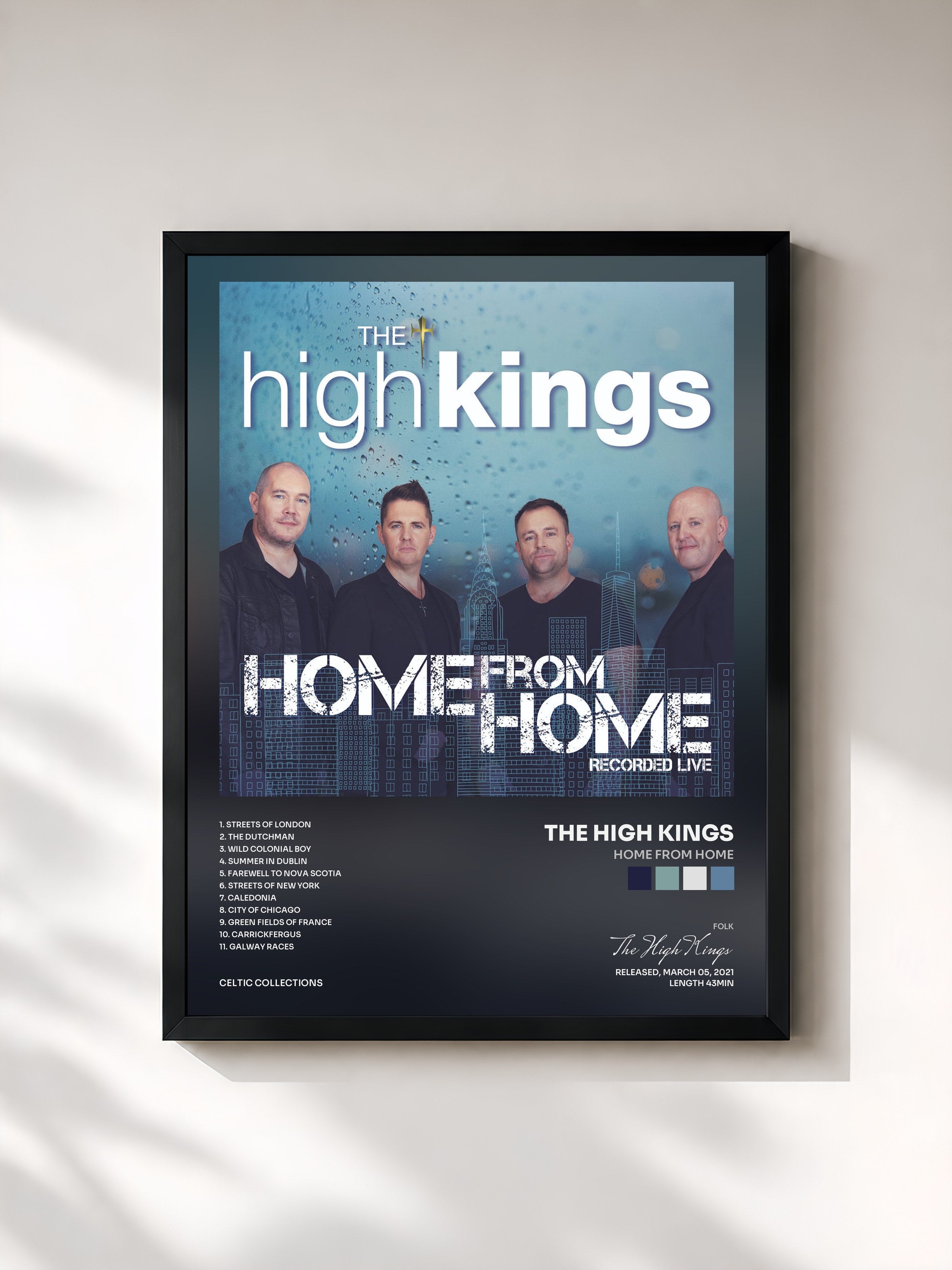 #noir Tableau de l'album Home from Home de The High Kings, cadre noir, imprimé et encadré en France