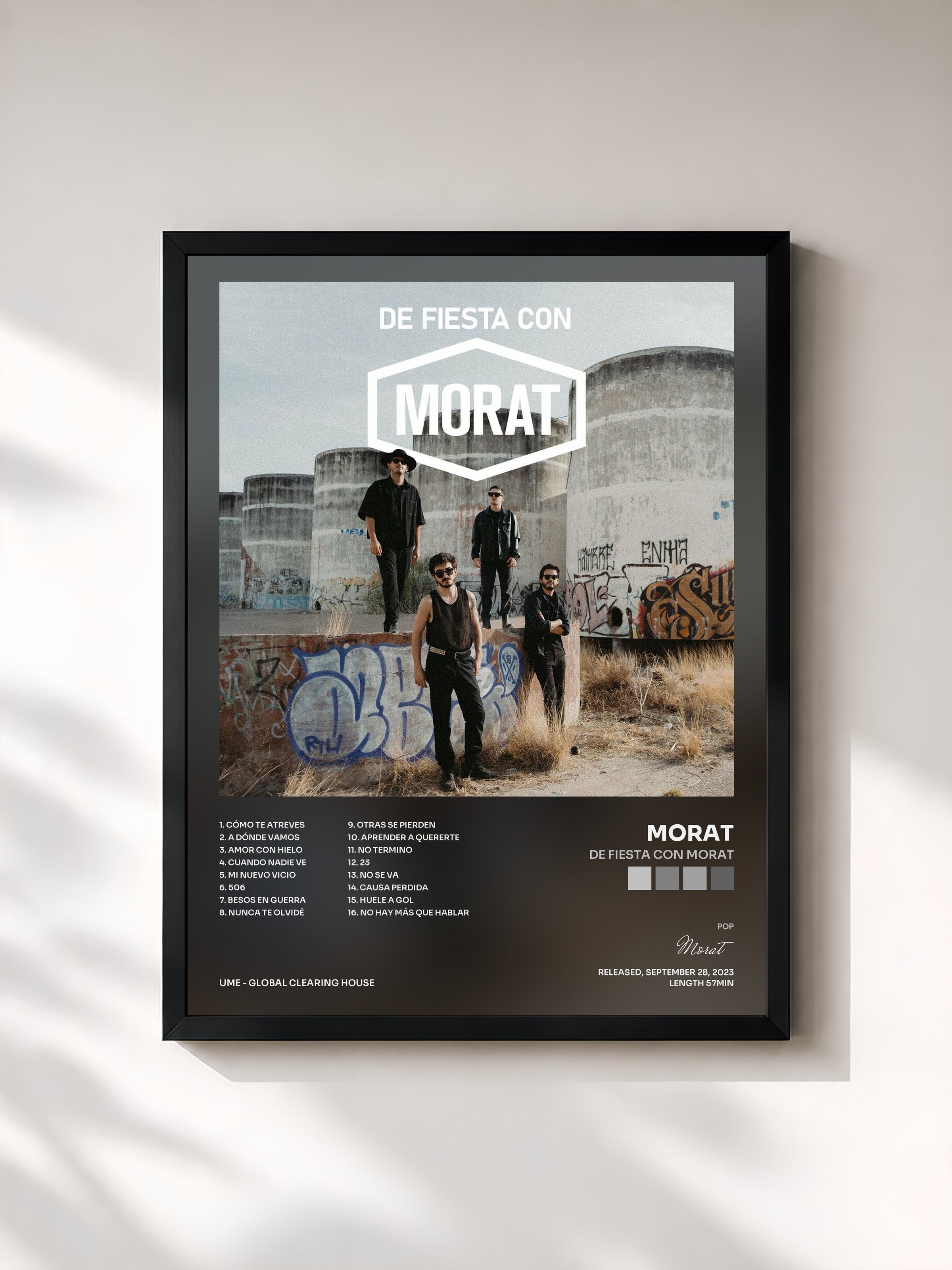 #noir Tableau de l'album De Fiesta Con Morat de Morat, cadre noir, imprimé et encadré en France