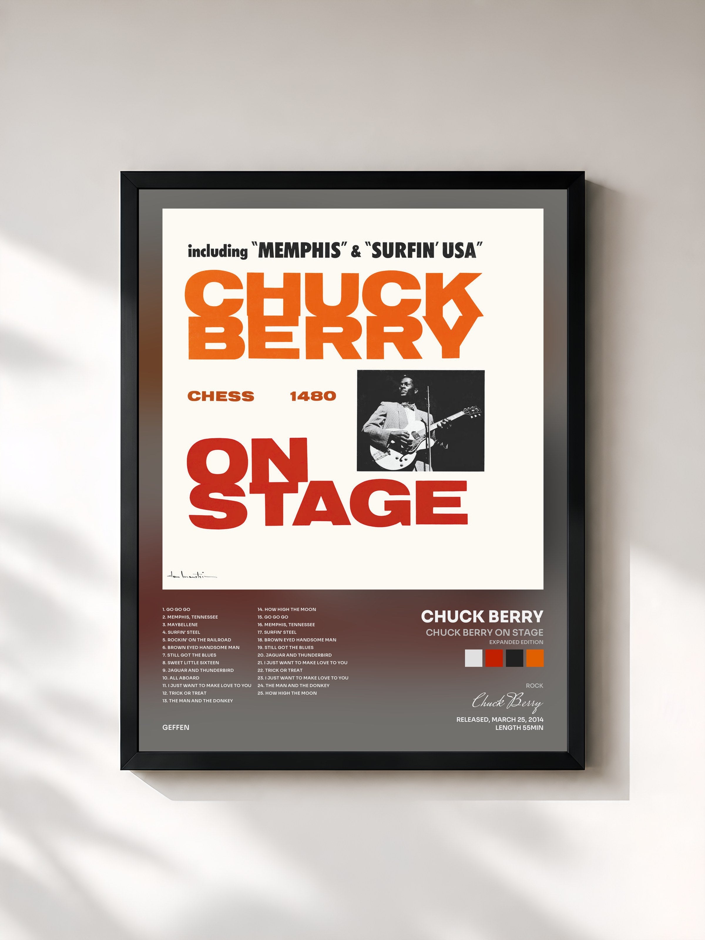 #noir Tableau de l'album Chuck Berry On Stage (Expanded Edition) de Chuck Berry, cadre noir, imprimé et encadré en France
