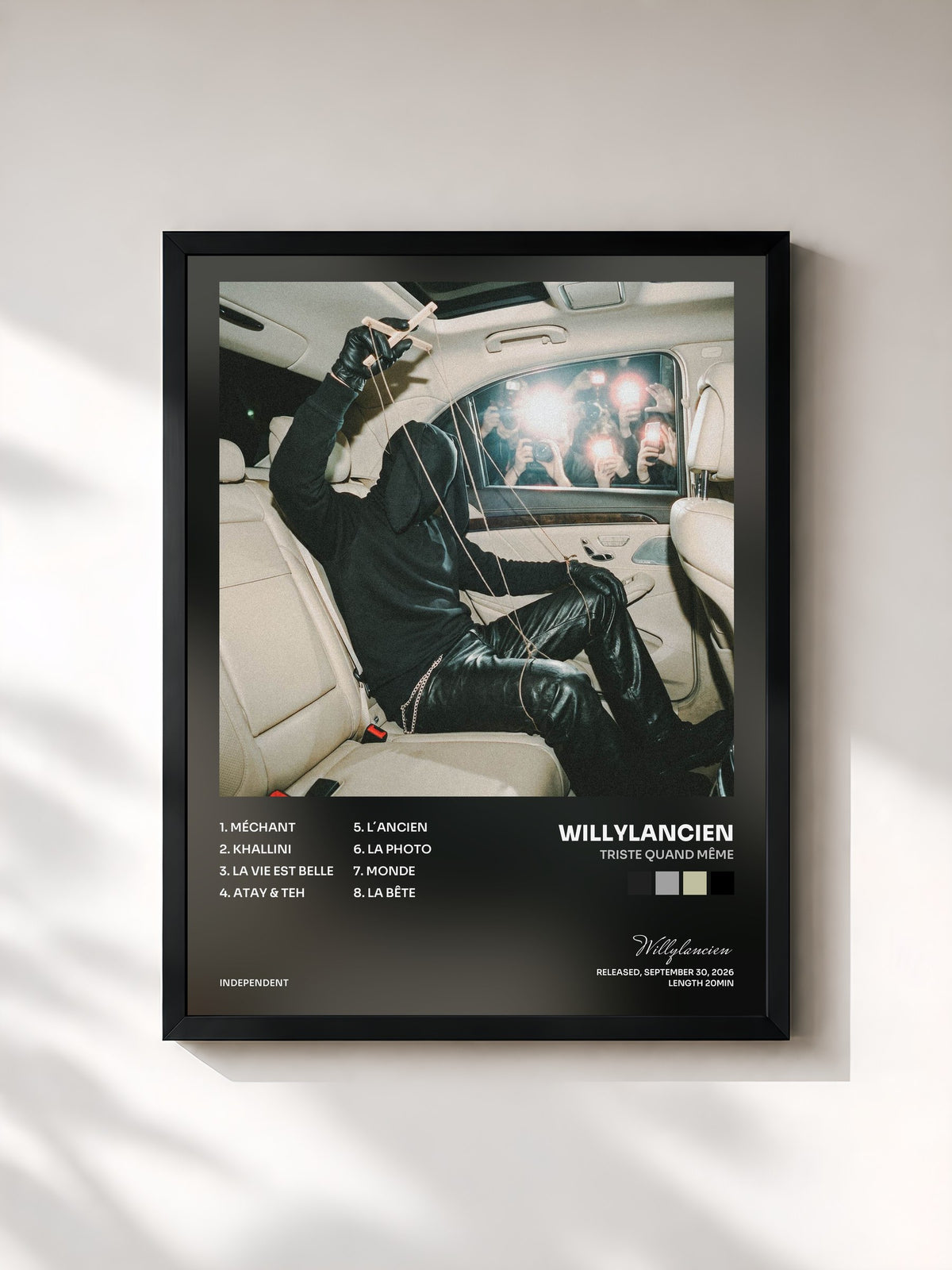 #noir Tableau de l'album triste quand même de Willylancien, cadre noir, imprimé et encadré en France