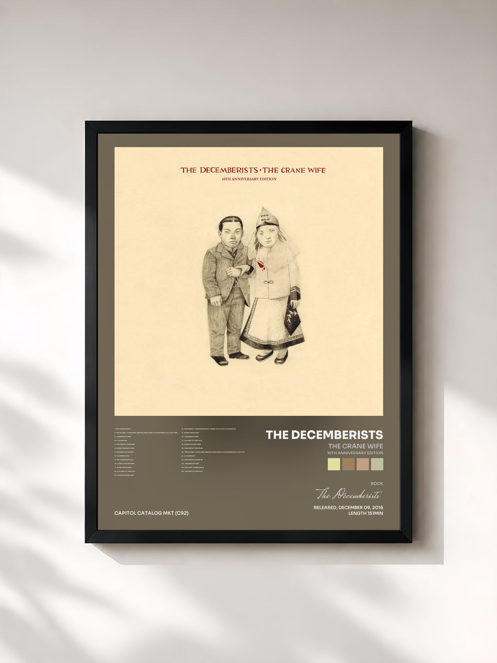 #noir Tableau de l'album The Crane Wife (10th Anniversary Edition) de The Decemberists, cadre noir, imprimé et encadré en France