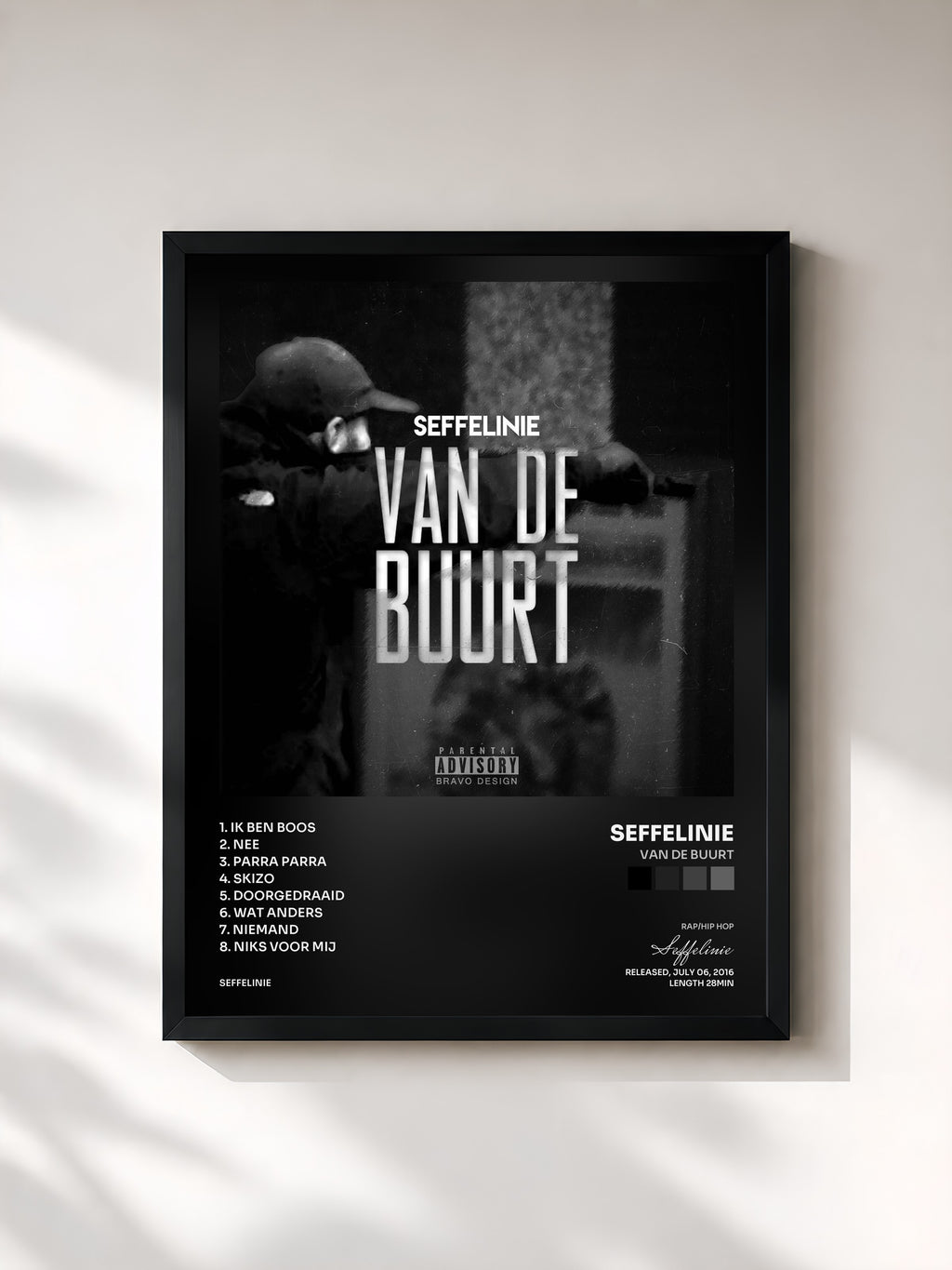 #noir Tableau de l'album Van De Buurt de Seffelinie, cadre noir, imprimé et encadré en France
