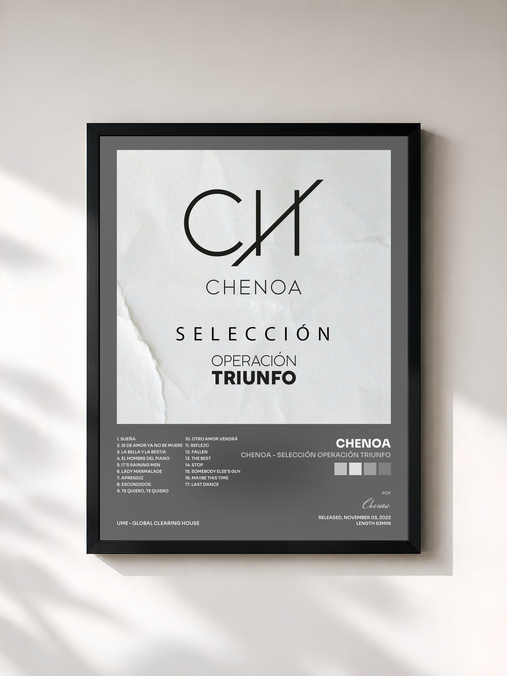 #noir Tableau de l'album Chenoa - Selección Operación Triunfo de Chenoa, cadre noir, imprimé et encadré en France