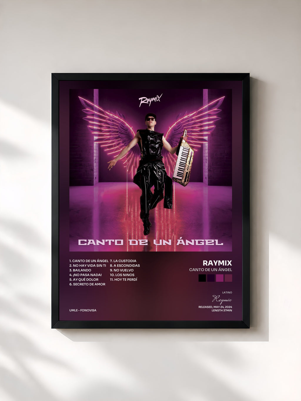 #noir Tableau de l'album Canto De Un Ángel de Raymix, cadre noir, imprimé et encadré en France