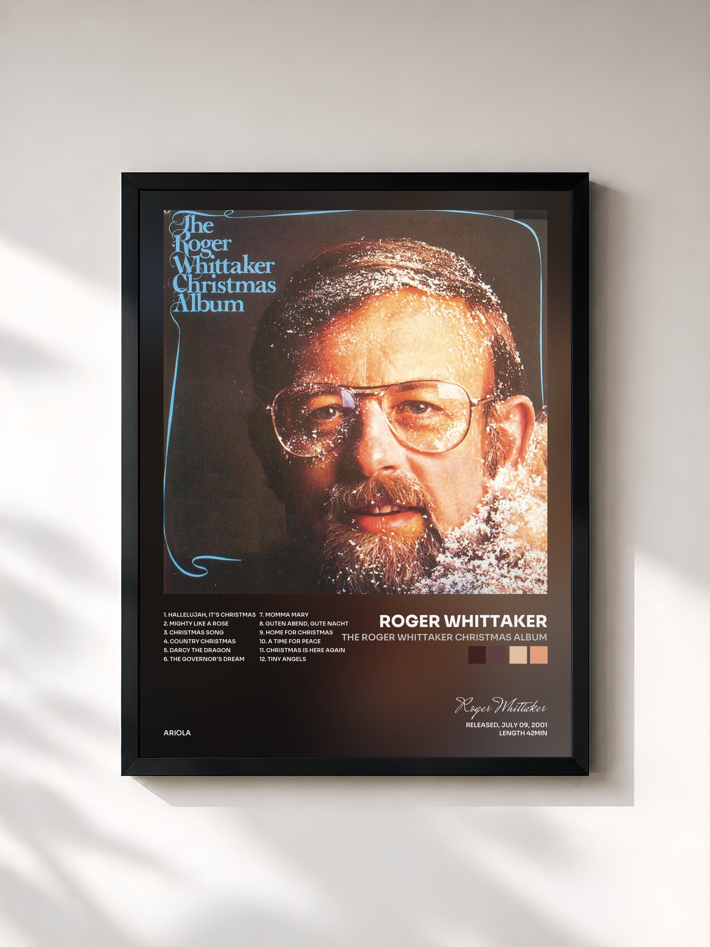 #noir Tableau de l'album The Roger Whittaker Christmas Album de Roger Whittaker, cadre noir, imprimé et encadré en France