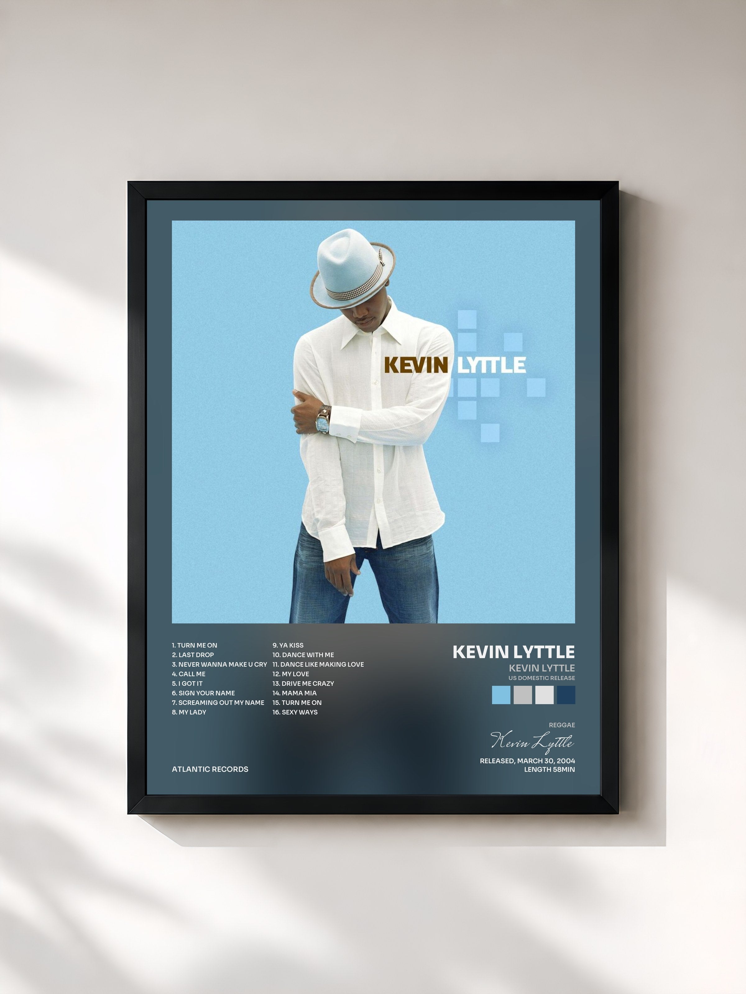 #noir Tableau de l'album Kevin Lyttle (US Domestic Release) de Kevin Lyttle, cadre noir, imprimé et encadré en France