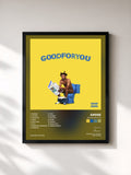 #noir Tableau de l'album Good For You de Amine, cadre noir, imprimé et encadré en France