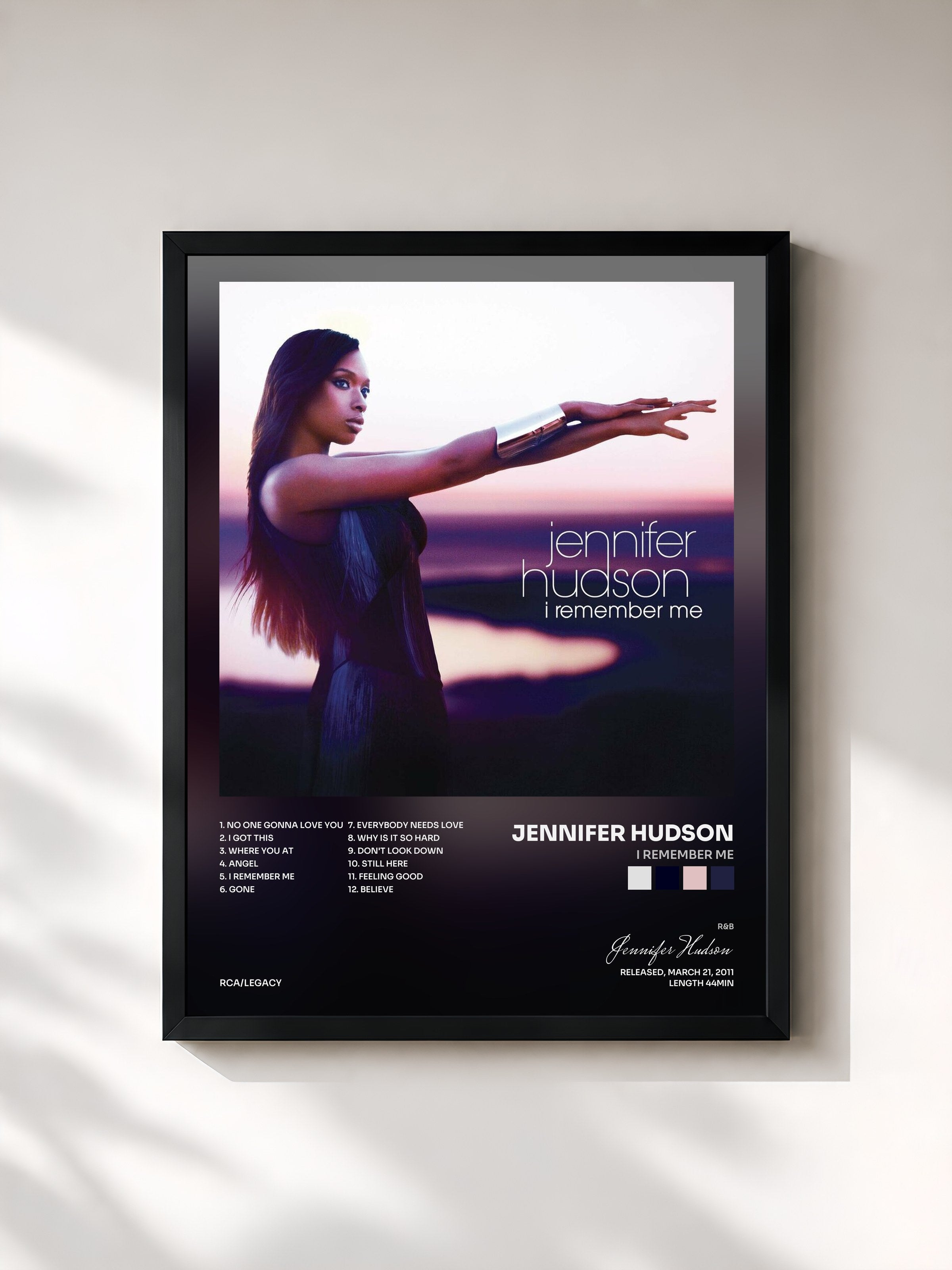 #noir Tableau de l'album I Remember Me de Jennifer Hudson, cadre noir, imprimé et encadré en France