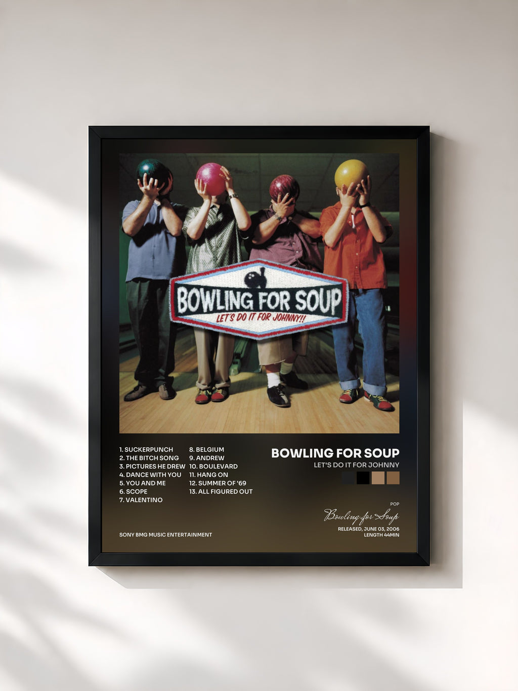 #noir Tableau de l'album Let's Do It For Johnny de Bowling for Soup, cadre noir, imprimé et encadré en France