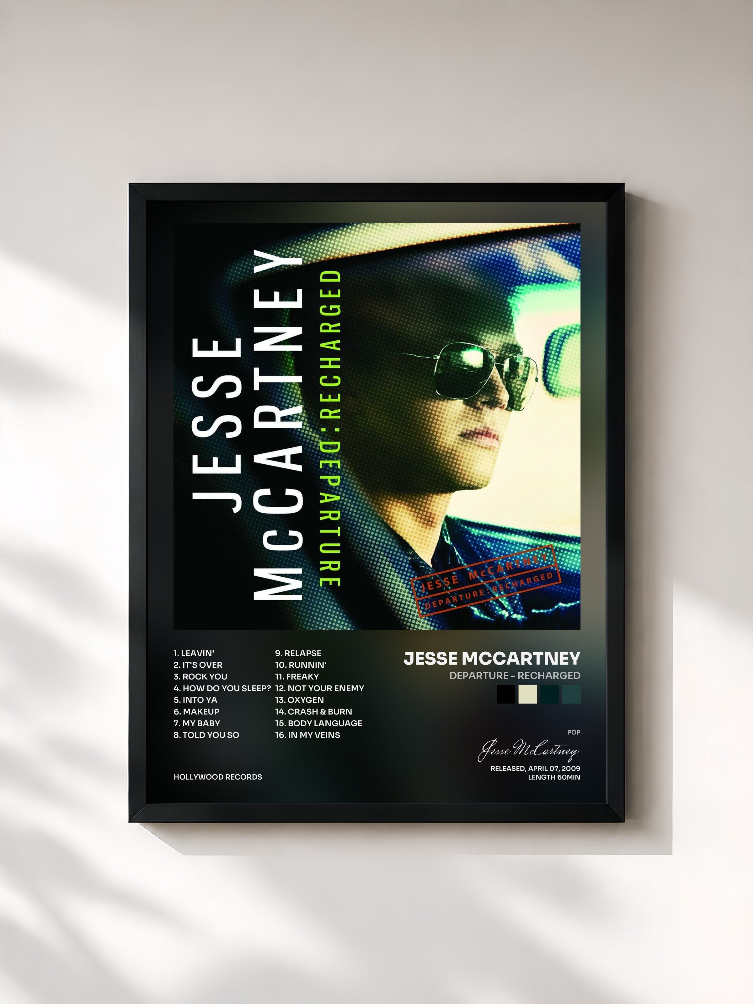 #noir Tableau de l'album Departure - Recharged de Jesse McCartney, cadre noir, imprimé et encadré en France