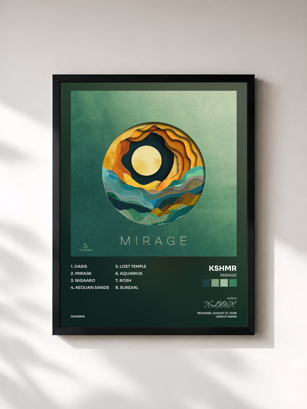 #noir Tableau de l'album Mirage de KSHMR, cadre noir, imprimé et encadré en France