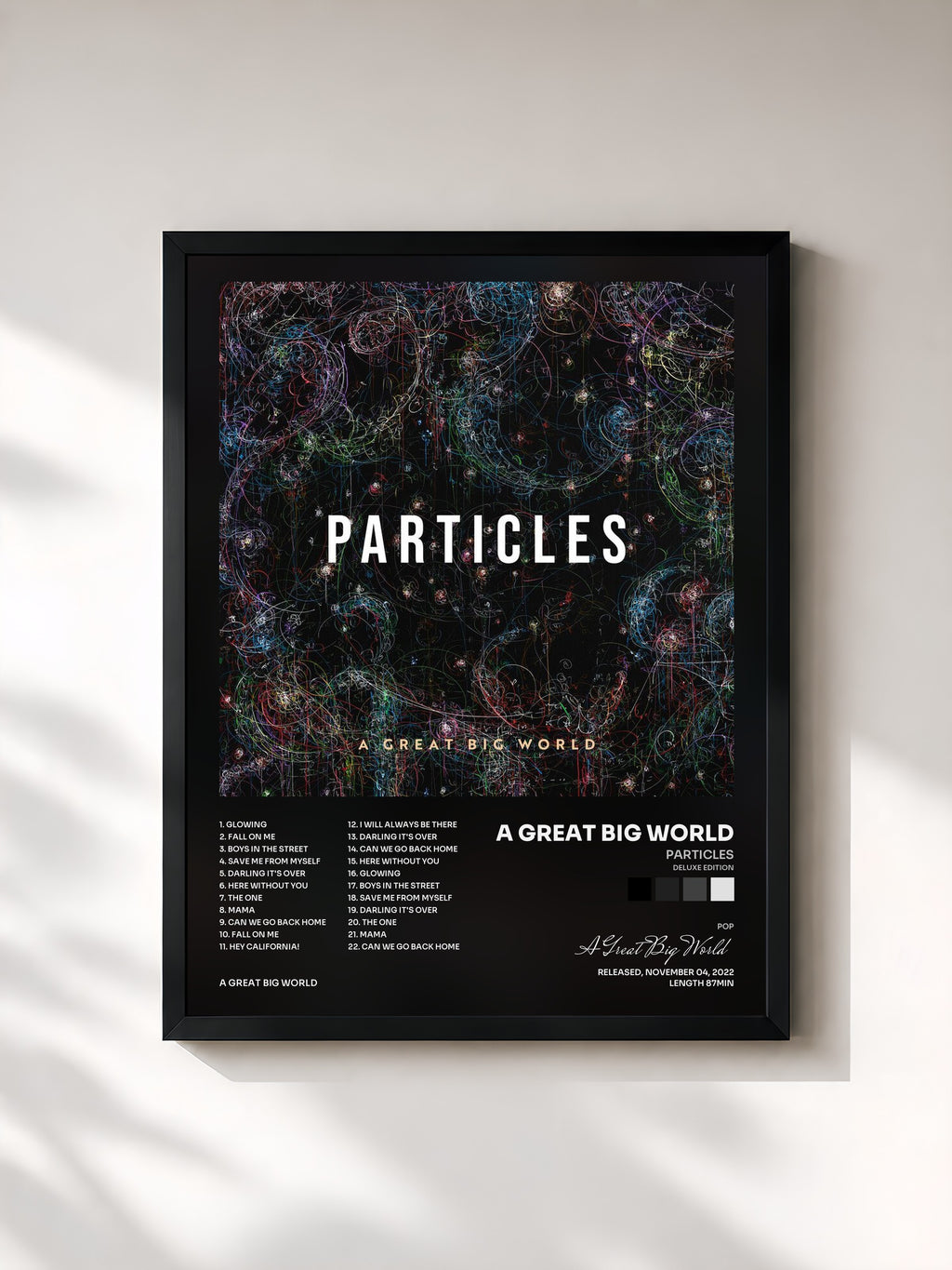 #noir Tableau de l'album Particles (Deluxe Edition) de A Great Big World, cadre noir, imprimé et encadré en France