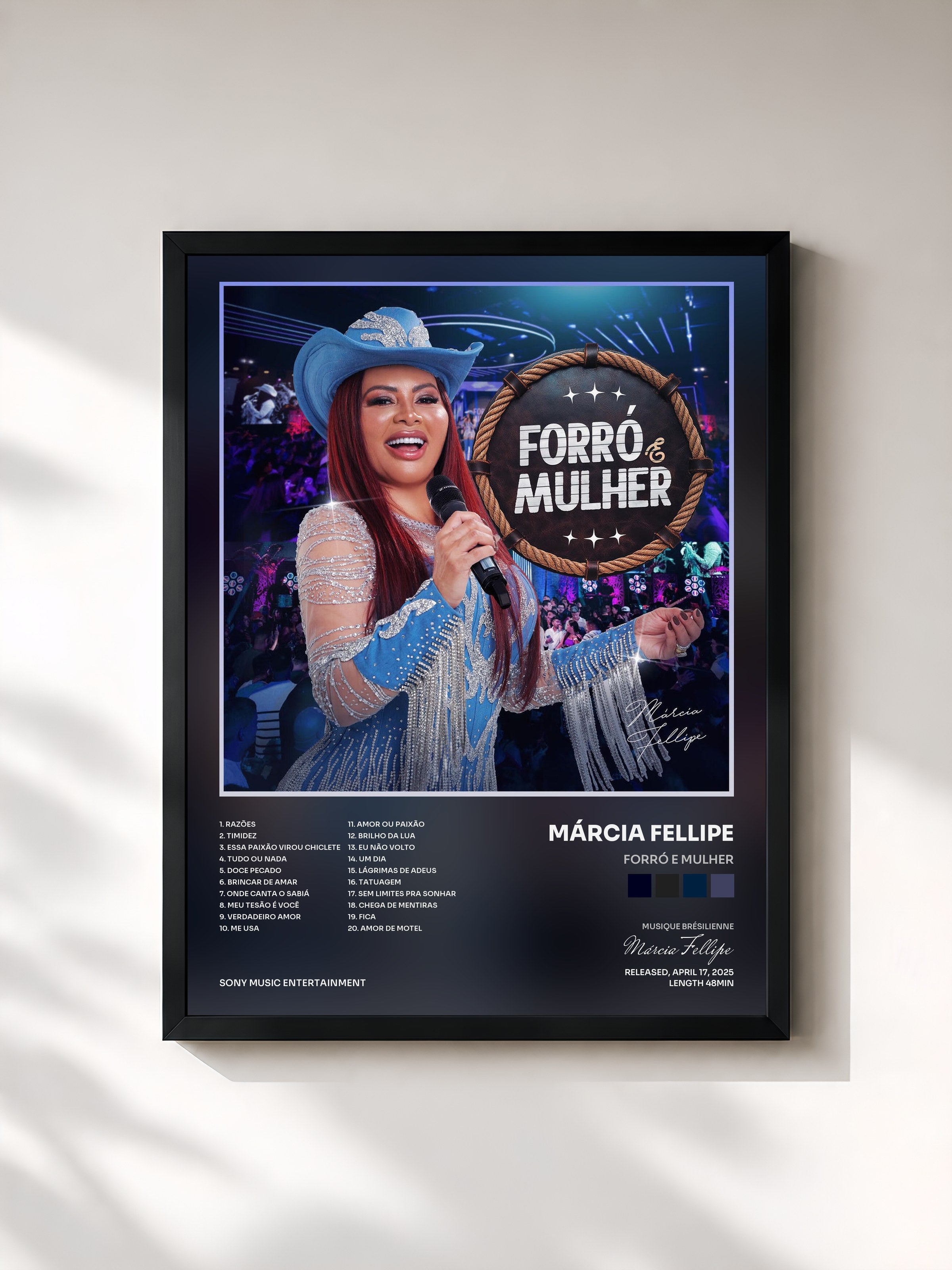 #noir Tableau de l'album Forró e Mulher de Márcia Fellipe, cadre noir, imprimé et encadré en France