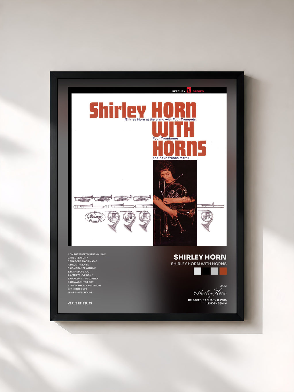 #noir Tableau de l'album Shirley Horn With Horns de Shirley Horn, cadre noir, imprimé et encadré en France