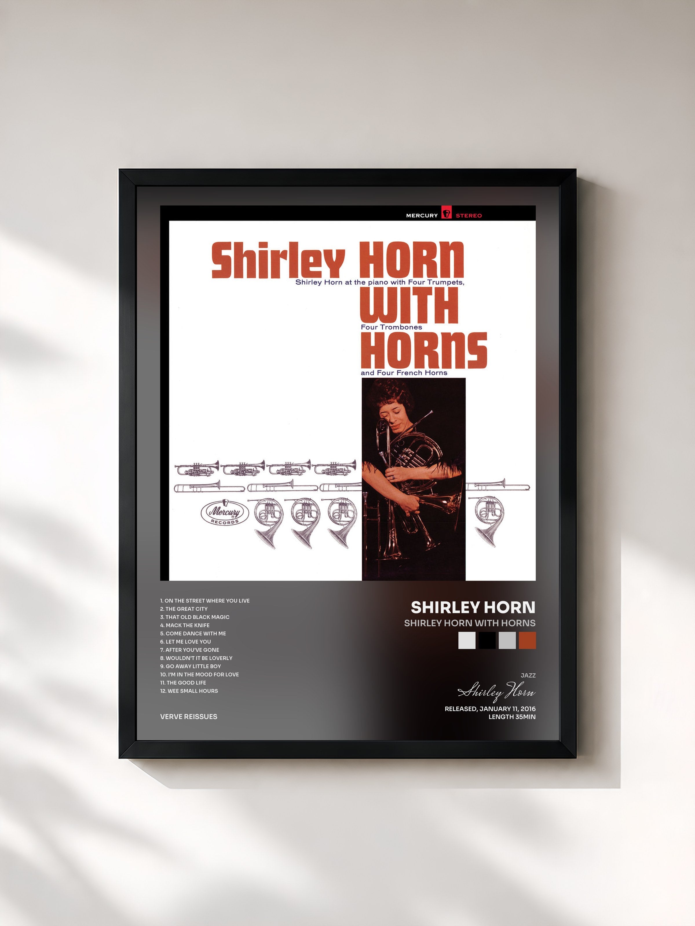 #noir Tableau de l'album Shirley Horn With Horns de Shirley Horn, cadre noir, imprimé et encadré en France