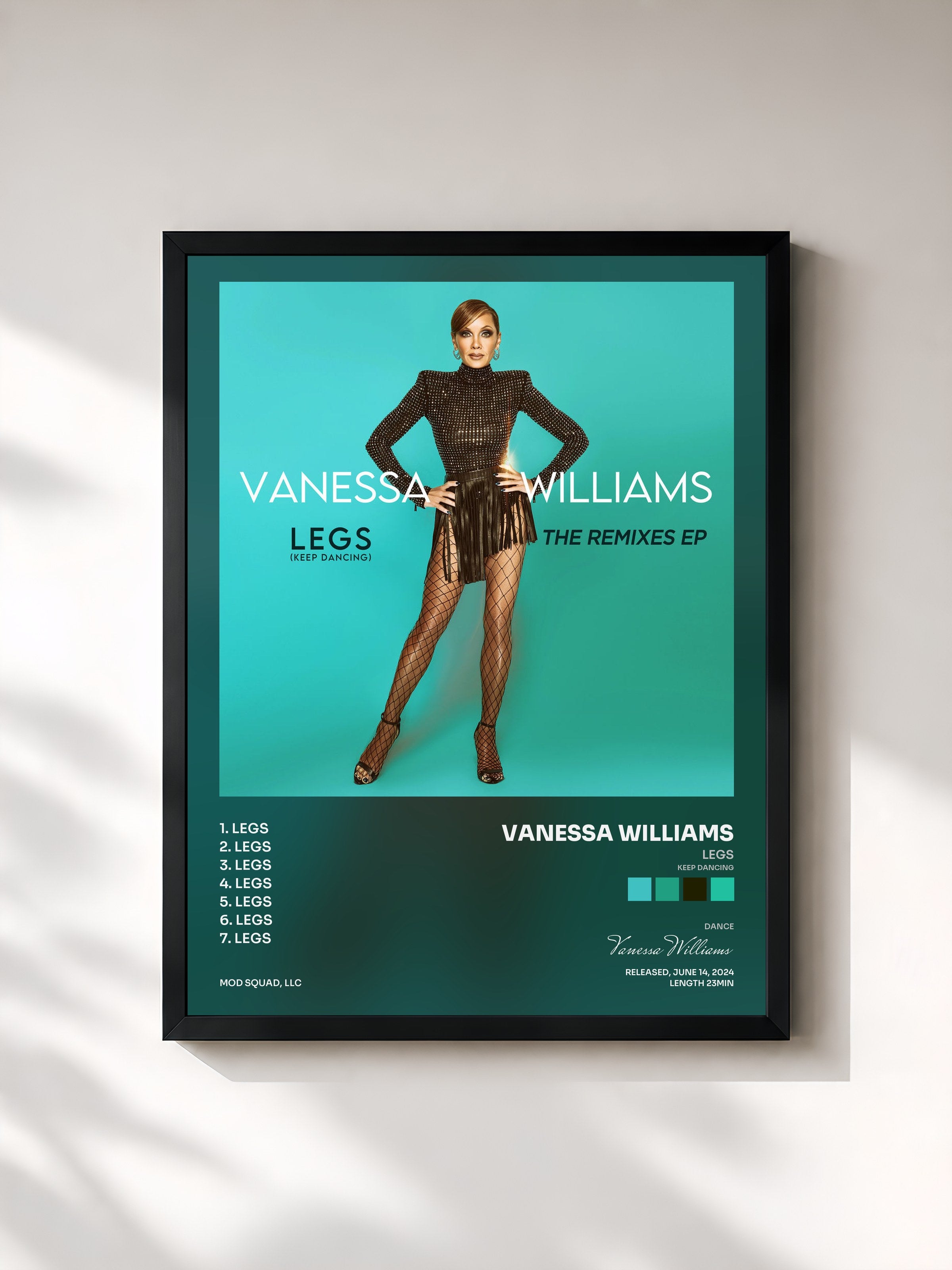 #noir Tableau de l'album Legs (Keep Dancing) [The Remixes EP] de Vanessa Williams, cadre noir, imprimé et encadré en France