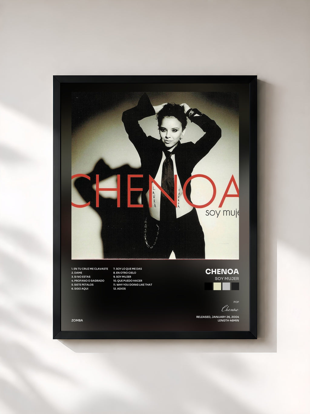 #noir Tableau de l'album Soy Mujer de Chenoa, cadre noir, imprimé et encadré en France