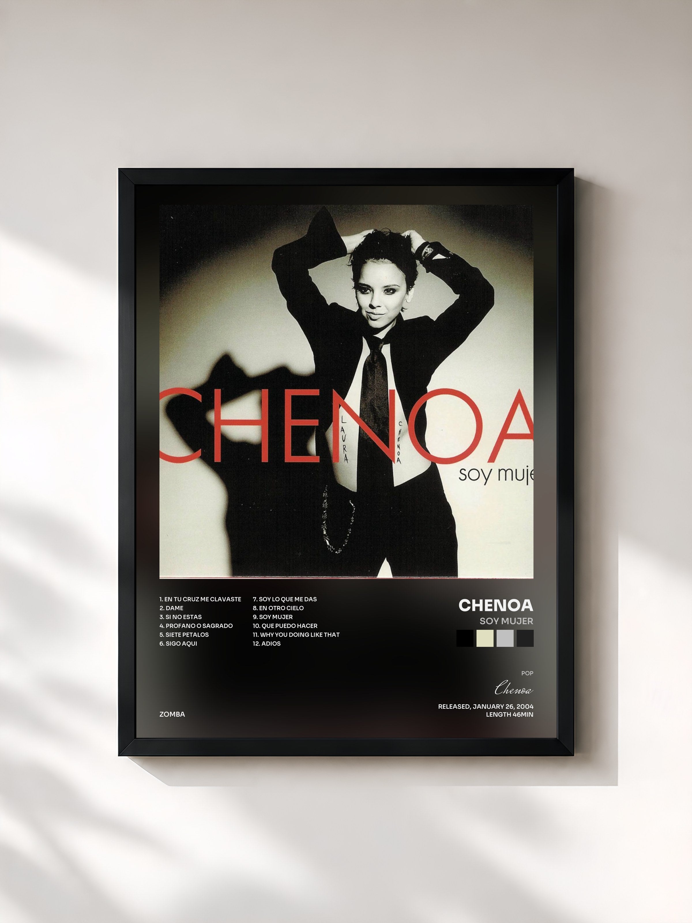 #noir Tableau de l'album Soy Mujer de Chenoa, cadre noir, imprimé et encadré en France