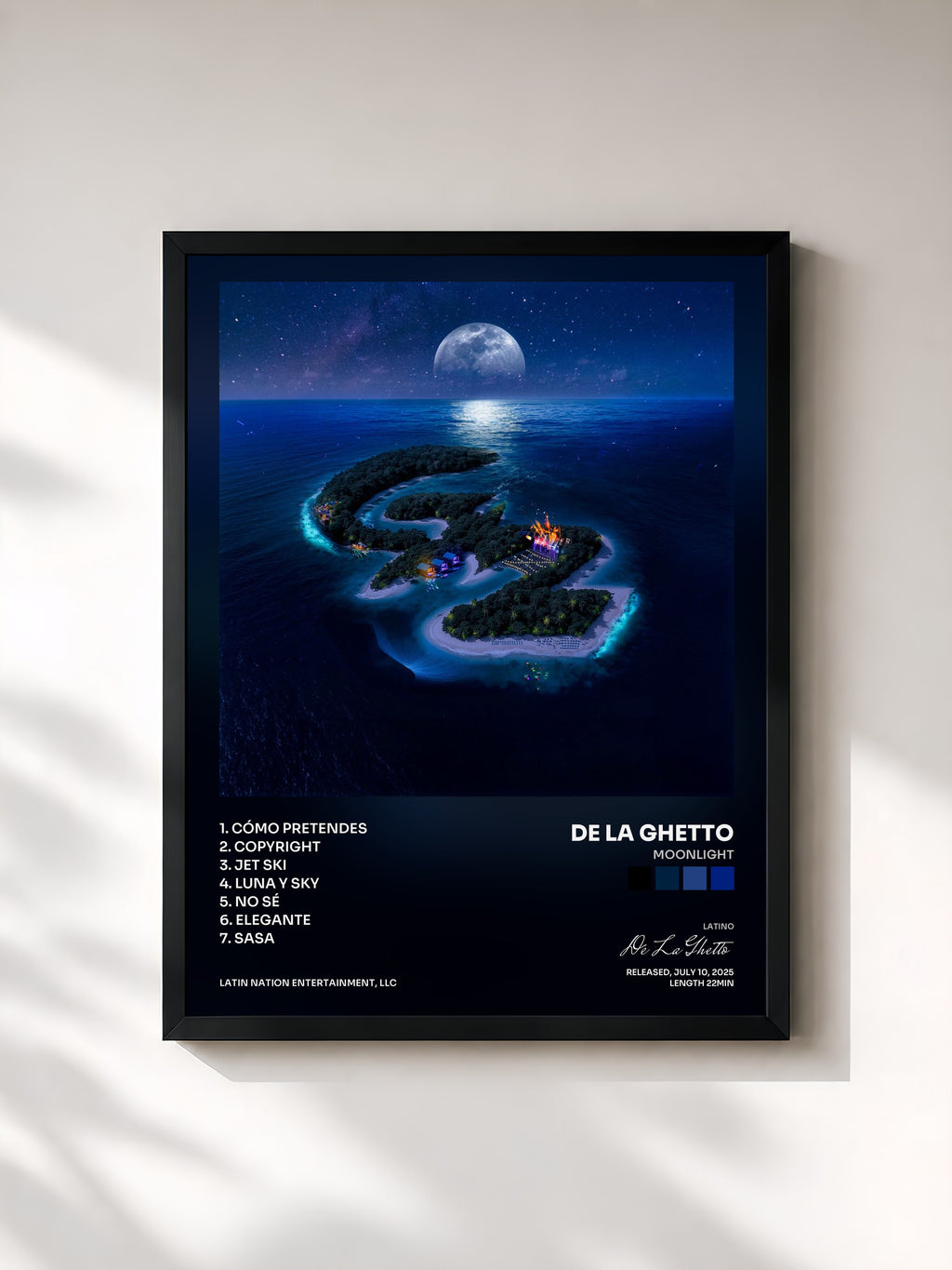 #noir Tableau de l'album Moonlight de De La Ghetto, cadre noir, imprimé et encadré en France