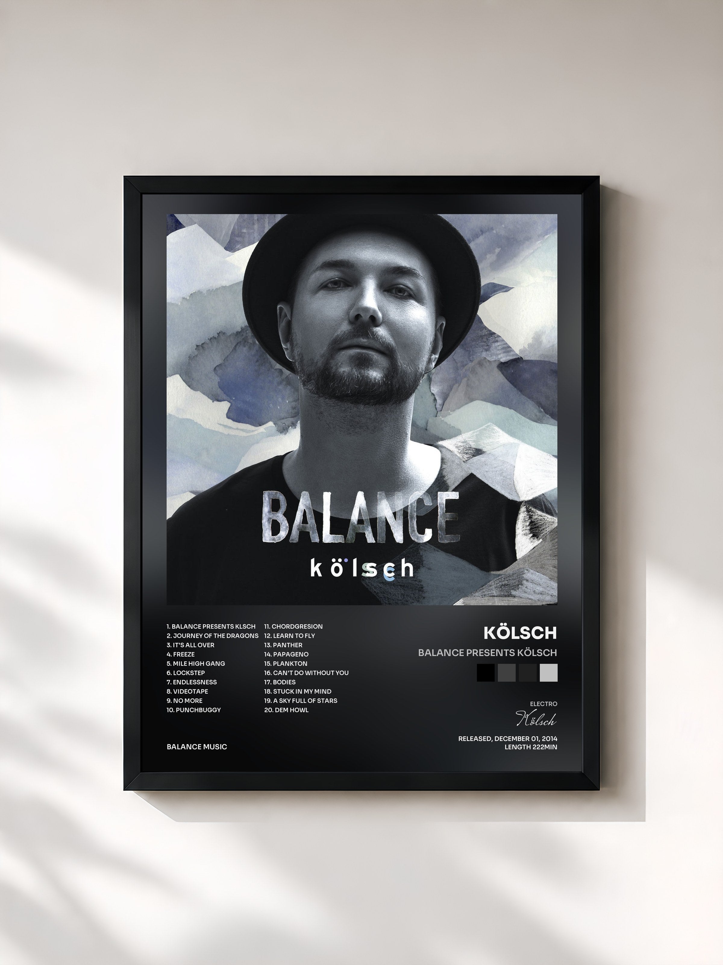 #noir Tableau de l'album Balance Presents Kölsch de Kölsch, cadre noir, imprimé et encadré en France