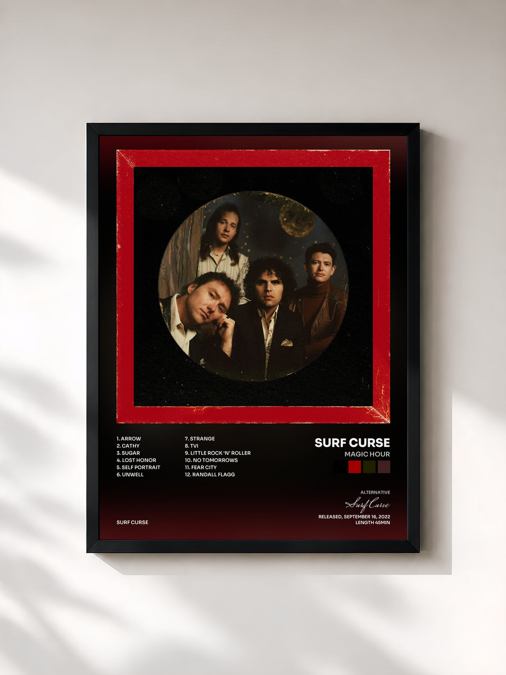 #noir Tableau de l'album Magic Hour de Surf Curse, cadre noir, imprimé et encadré en France