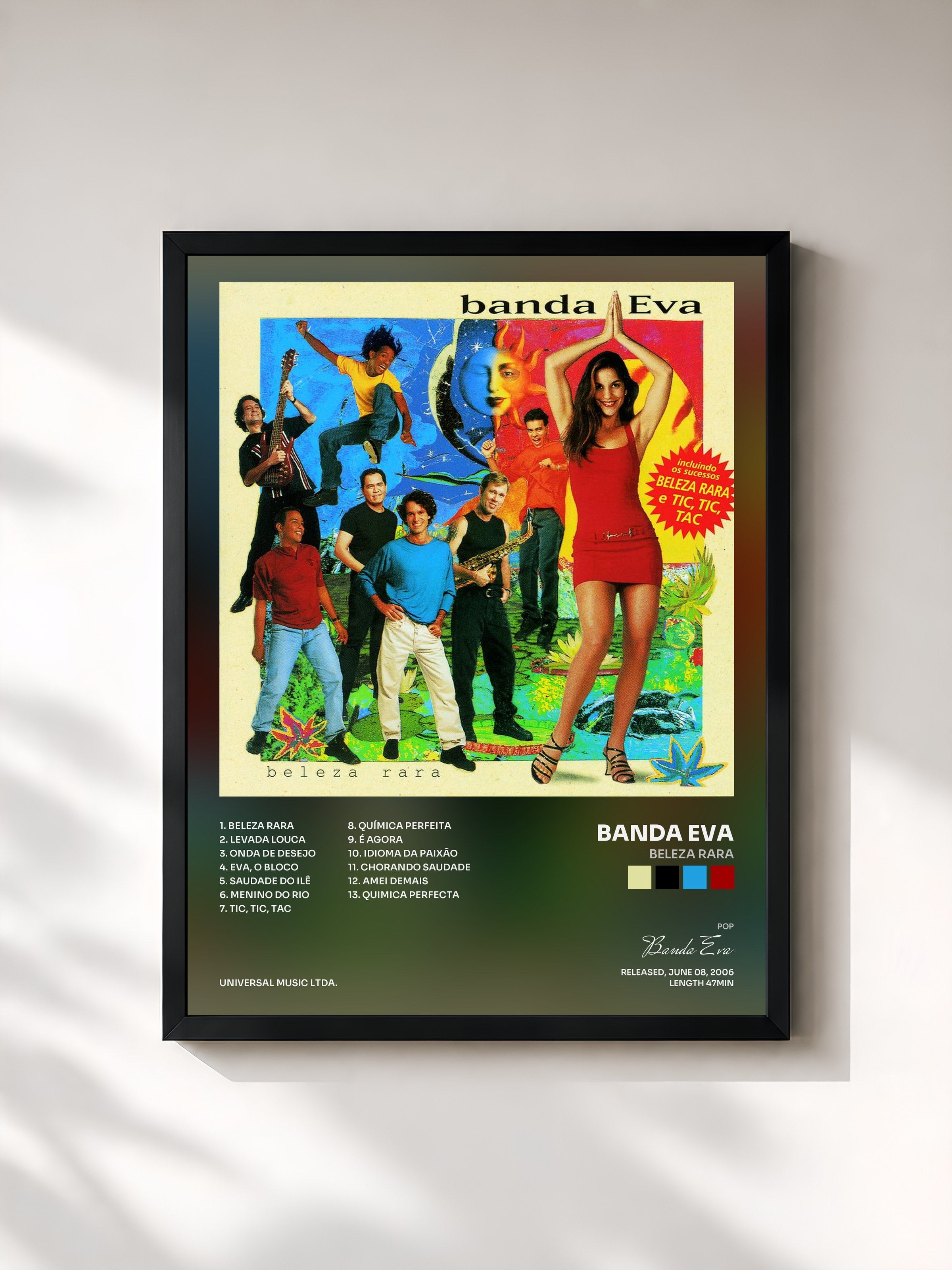 #noir Tableau de l'album Beleza Rara de Banda Eva, cadre noir, imprimé et encadré en France