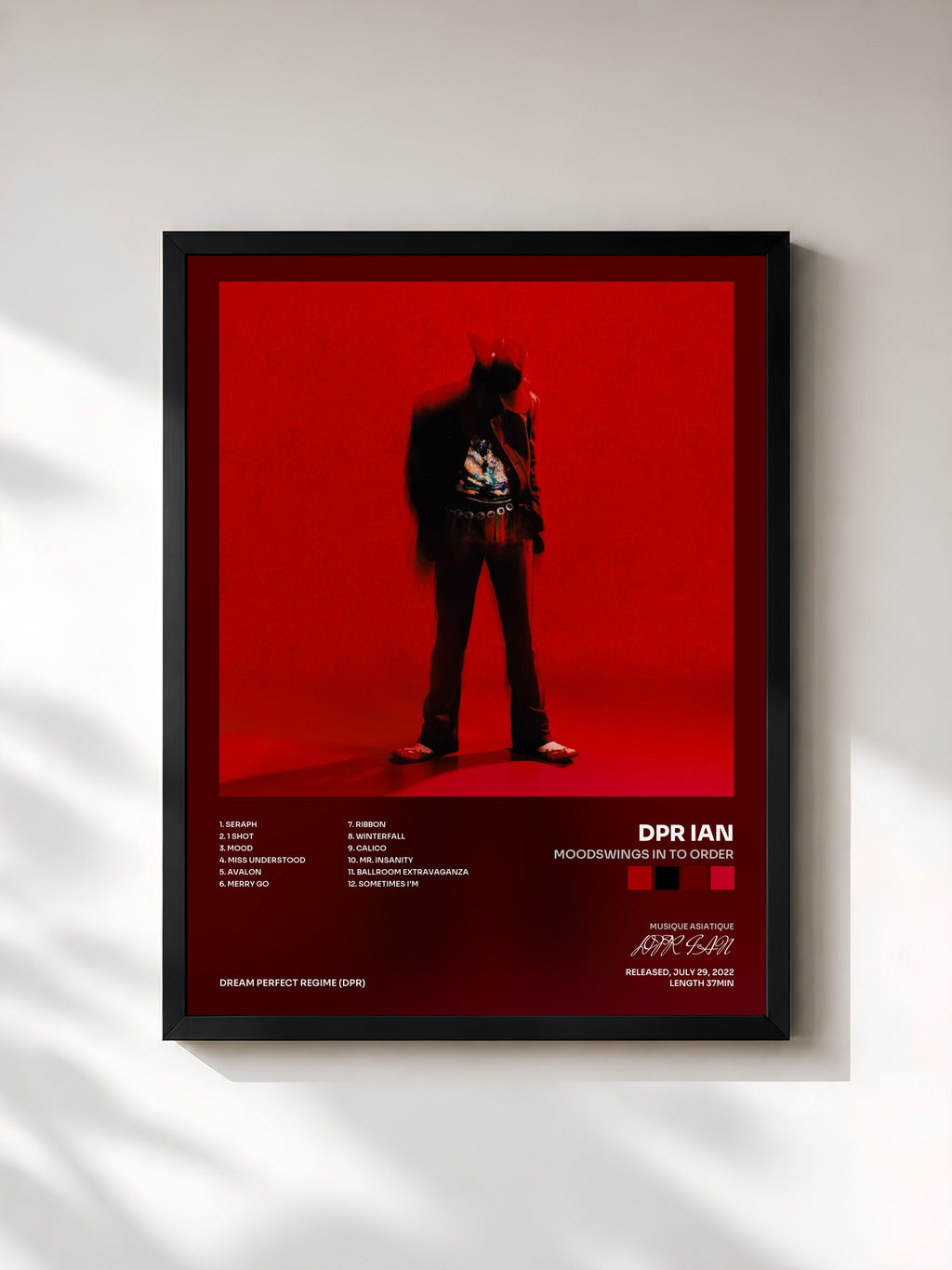 #noir Tableau de l'album Moodswings In To Order de DPR IAN, cadre noir, imprimé et encadré en France