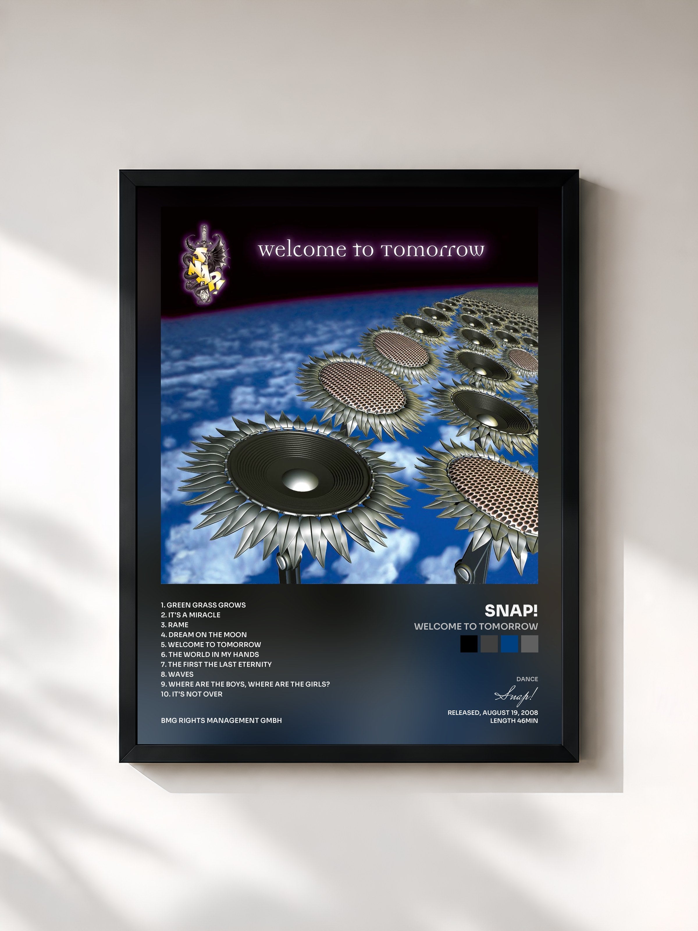 #noir Tableau de l'album Welcome to Tomorrow de Snap!, cadre noir, imprimé et encadré en France