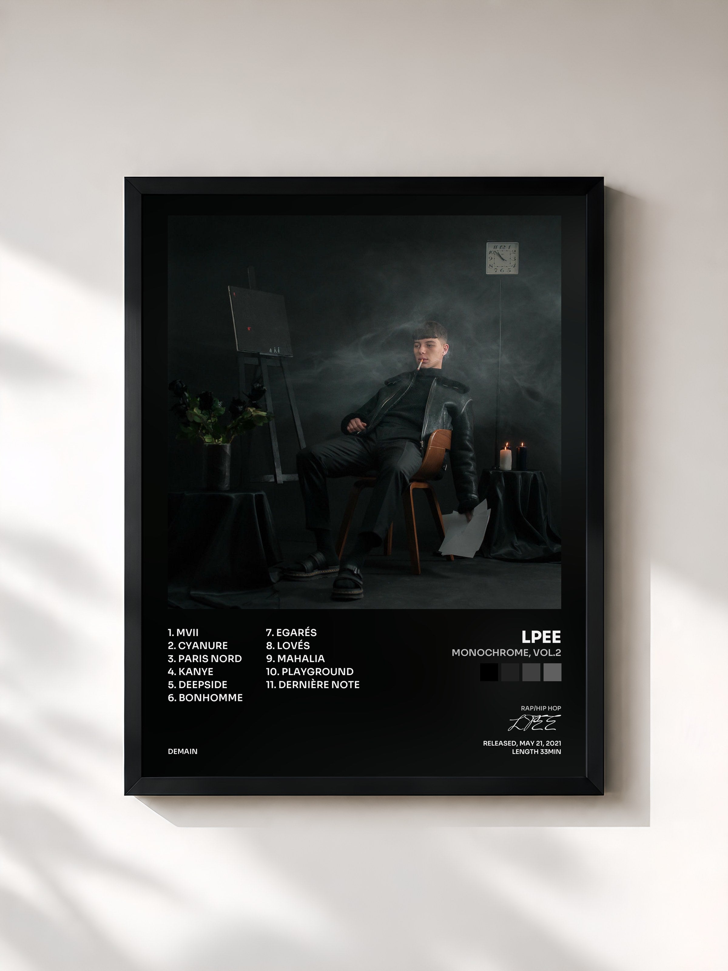 #noir Tableau de l'album Monochrome, Vol.2 de LPEE, cadre noir, imprimé et encadré en France