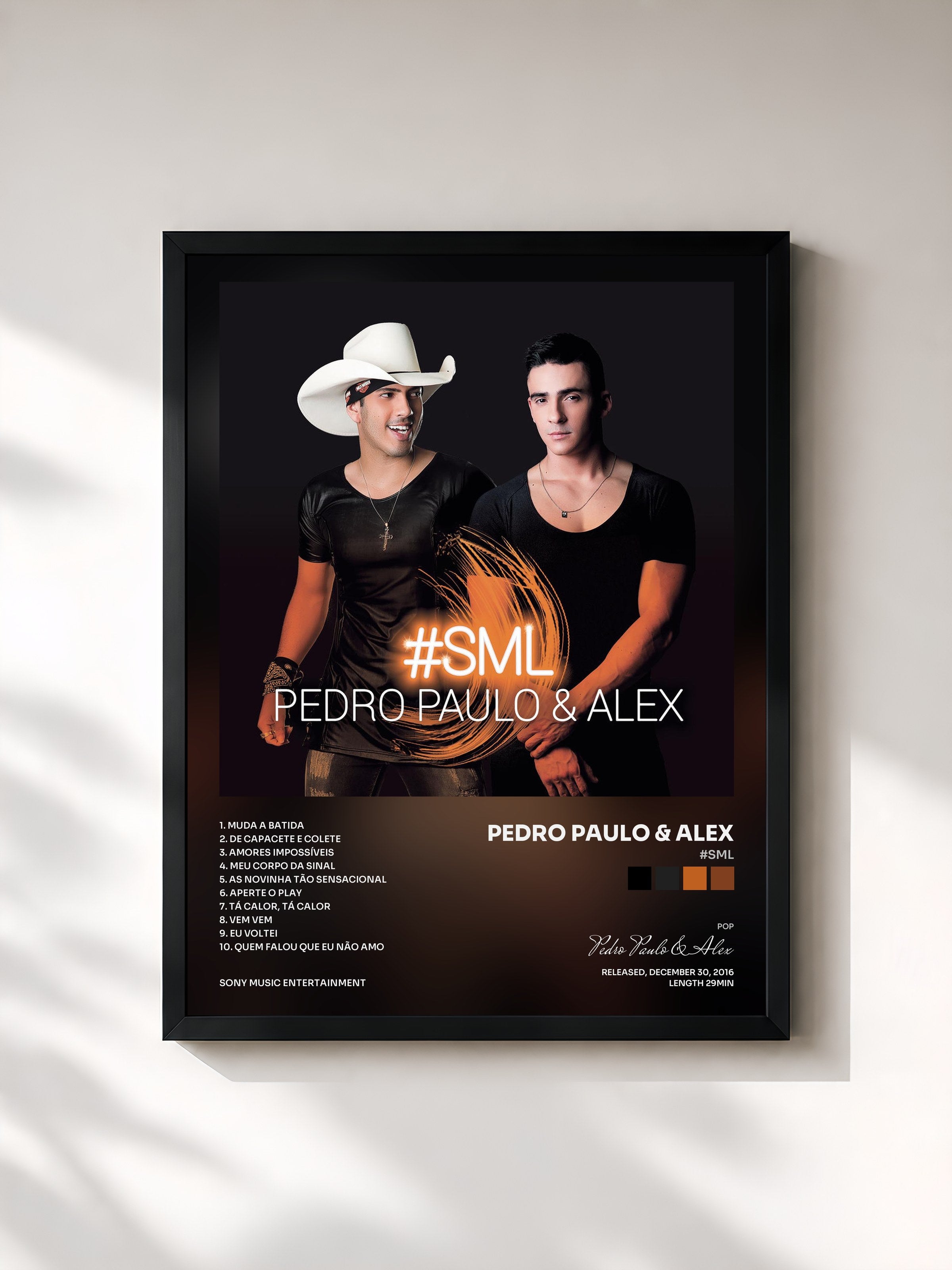 #noir Tableau de l'album #SML de Pedro Paulo & Alex, cadre noir, imprimé et encadré en France