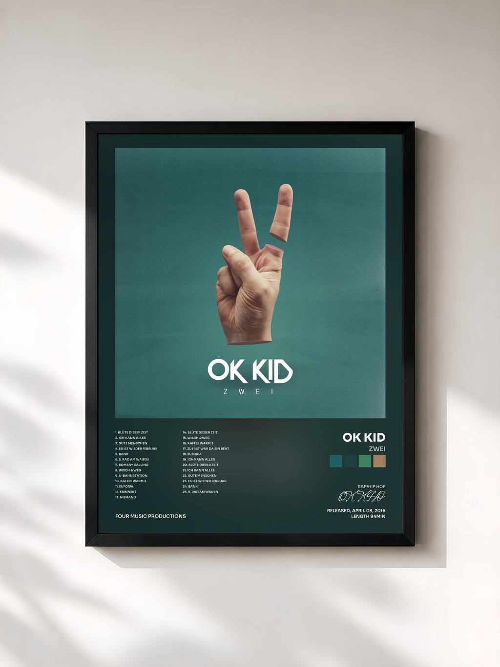 #noir Tableau de l'album Zwei de OK KID, cadre noir, imprimé et encadré en France