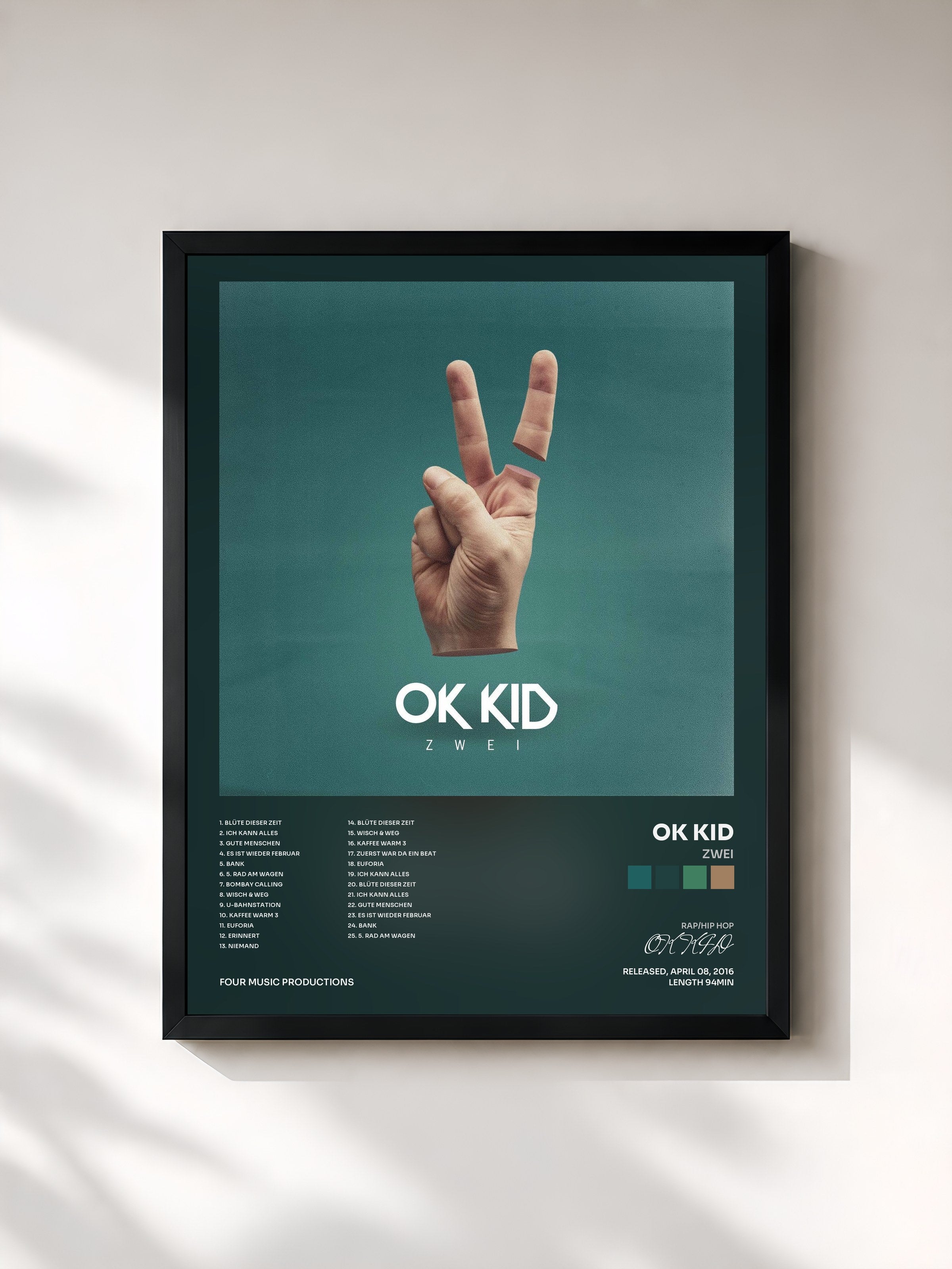 #noir Tableau de l'album Zwei de OK KID, cadre noir, imprimé et encadré en France
