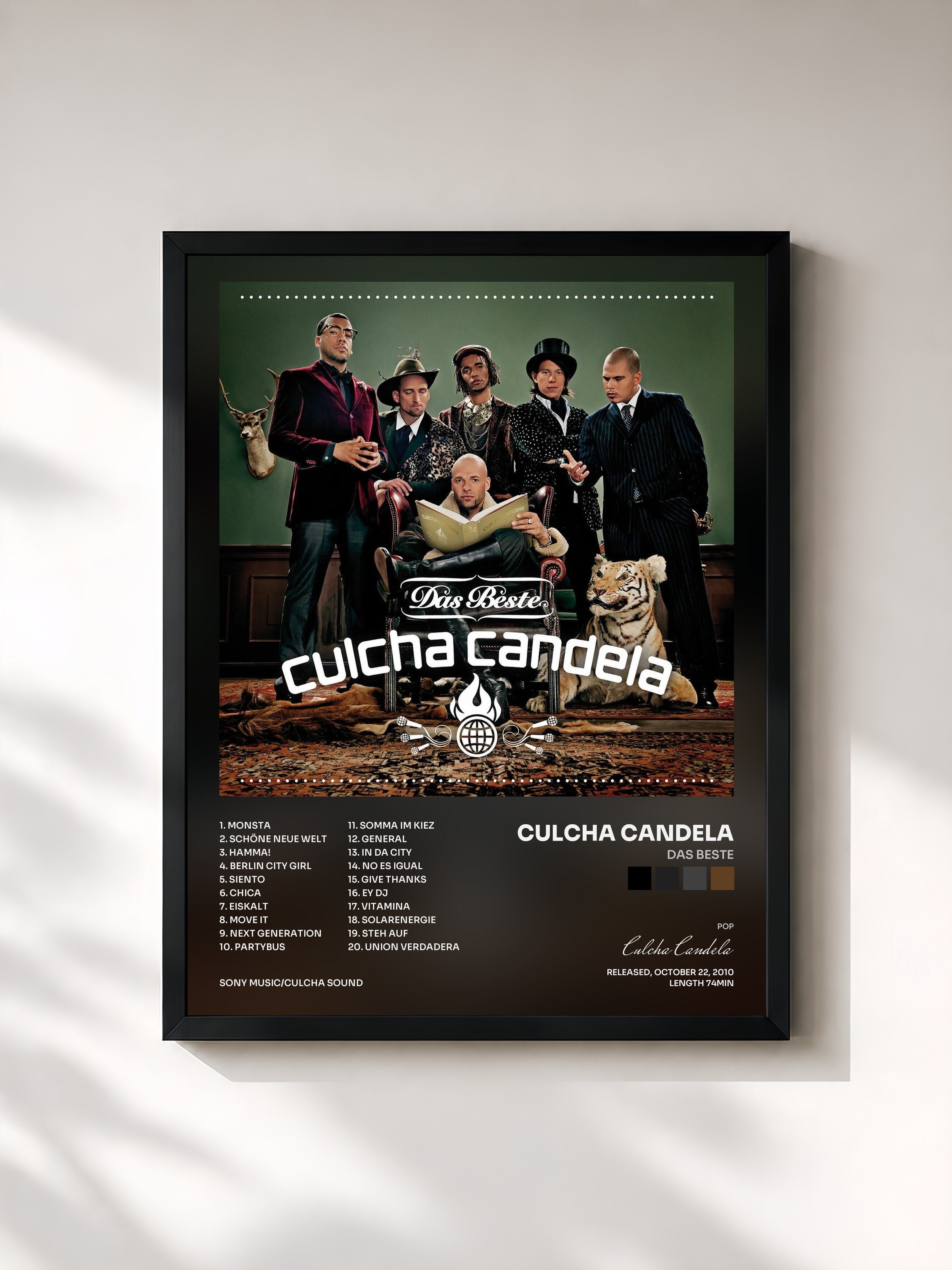 #noir Tableau de l'album Das Beste de Culcha Candela, cadre noir, imprimé et encadré en France