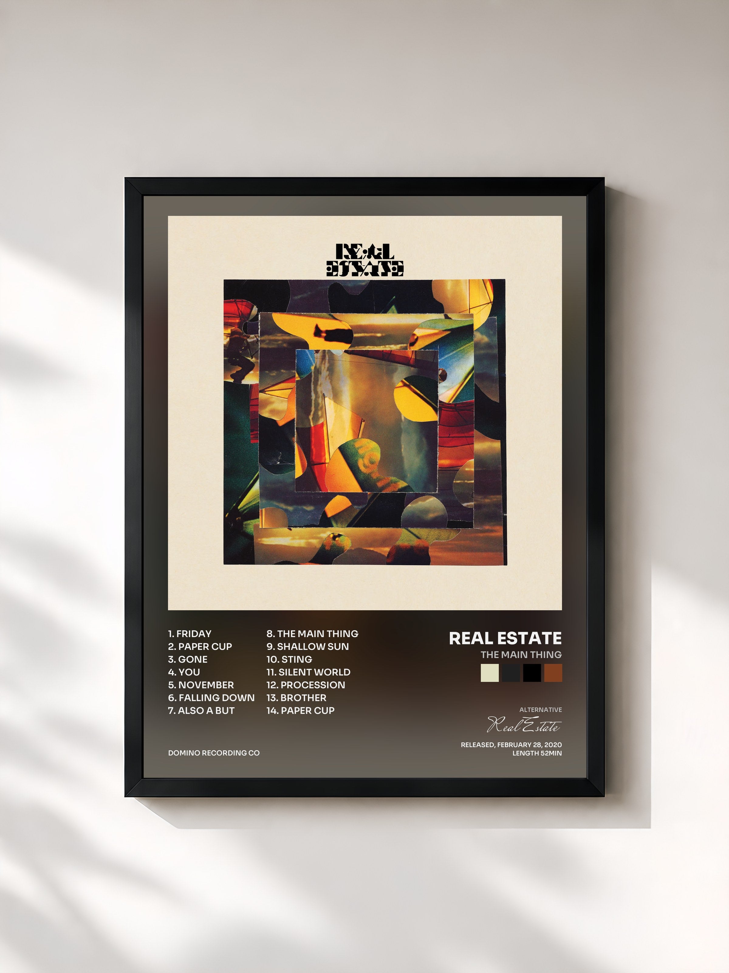 #noir Tableau de l'album The Main Thing de Real Estate, cadre noir, imprimé et encadré en France