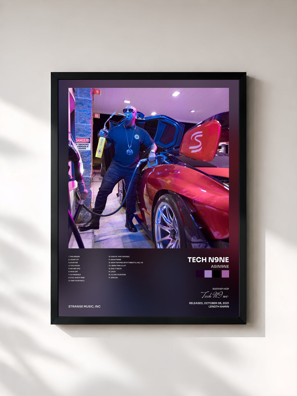#noir Tableau de l'album ASIN9NE de Tech N9ne, cadre noir, imprimé et encadré en France