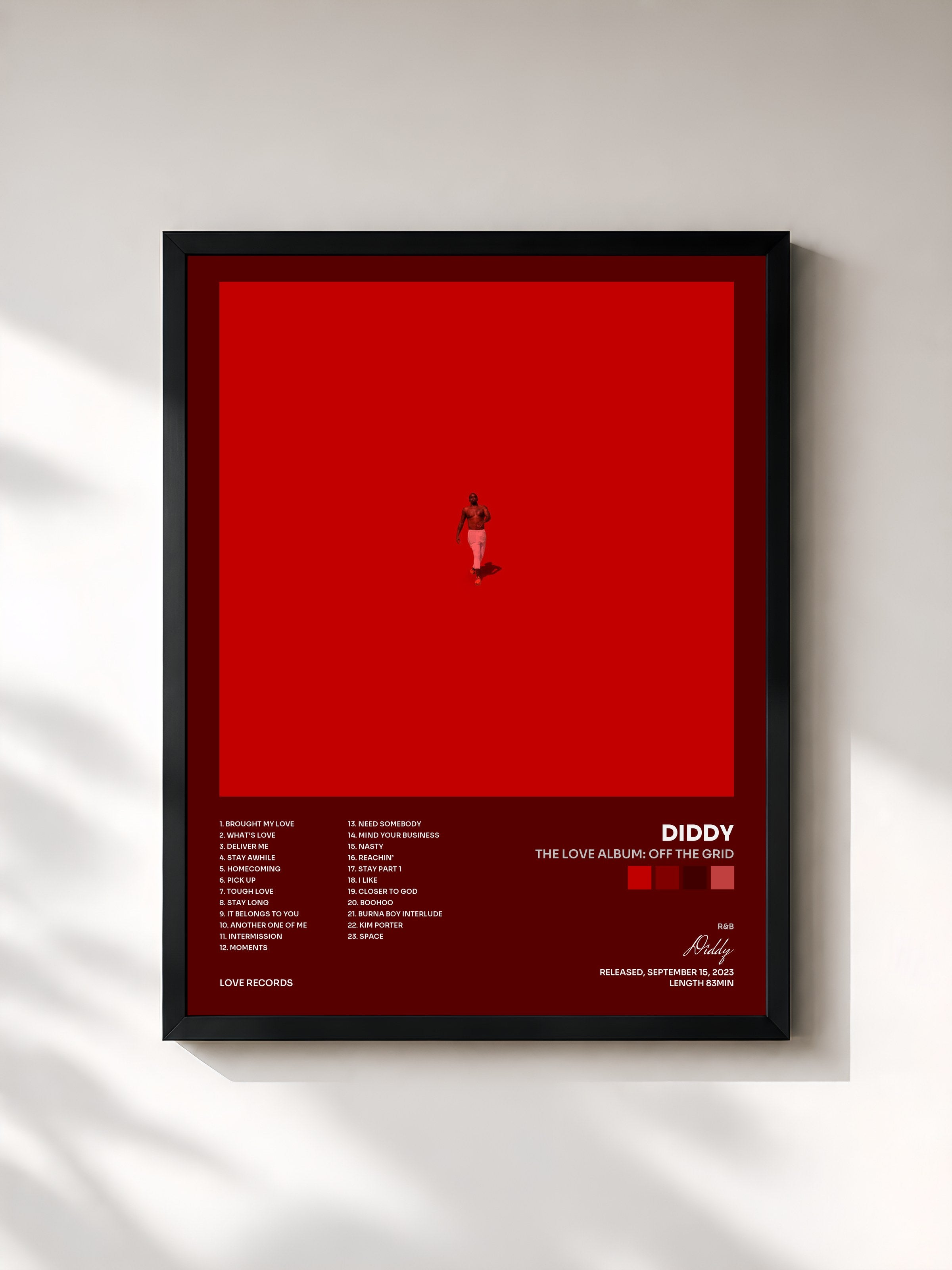 #noir Tableau de l'album The Love Album: Off The Grid de Diddy, cadre noir, imprimé et encadré en France