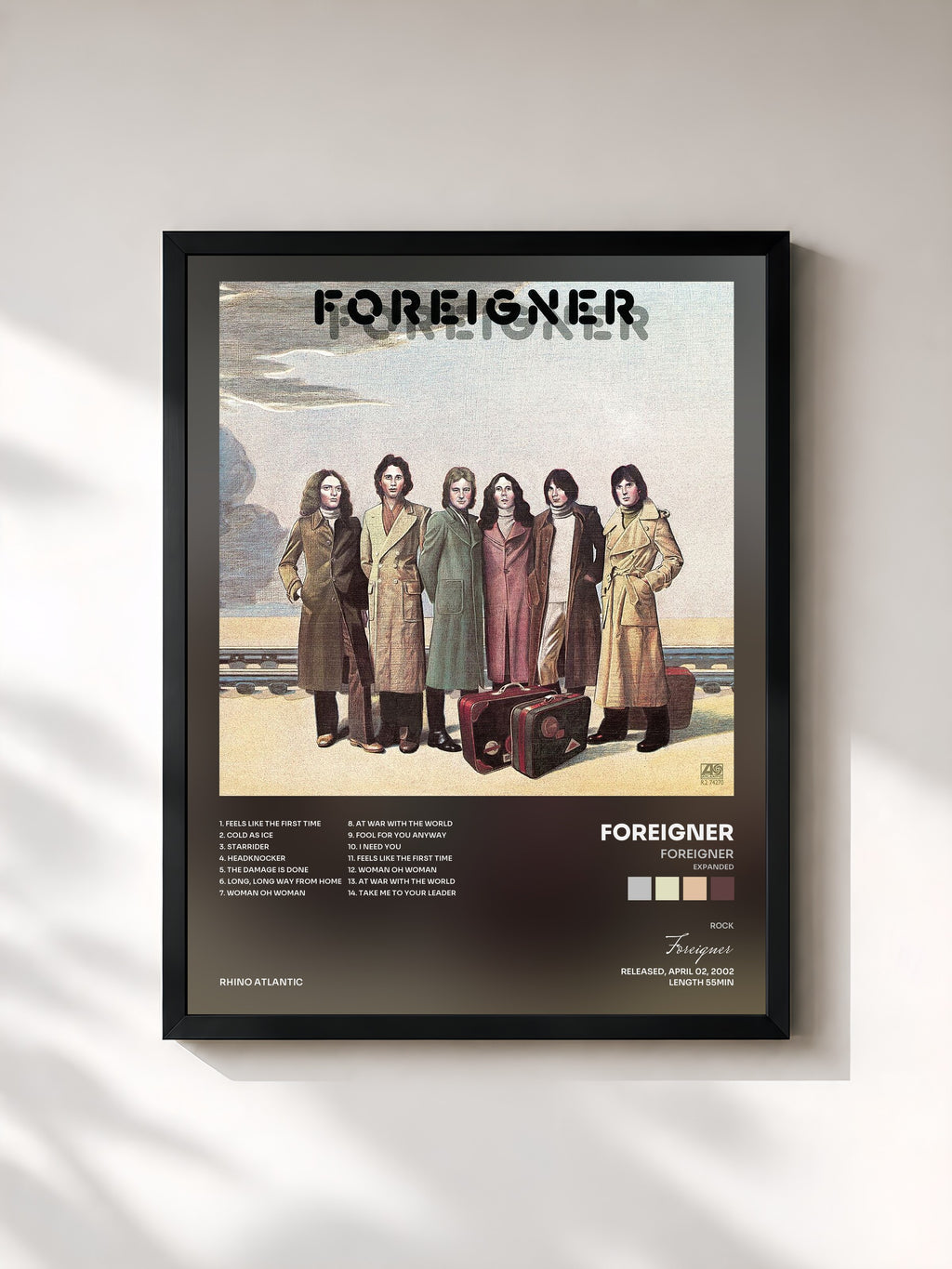 #noir Tableau de l'album Foreigner (Expanded) de Foreigner, cadre noir, imprimé et encadré en France