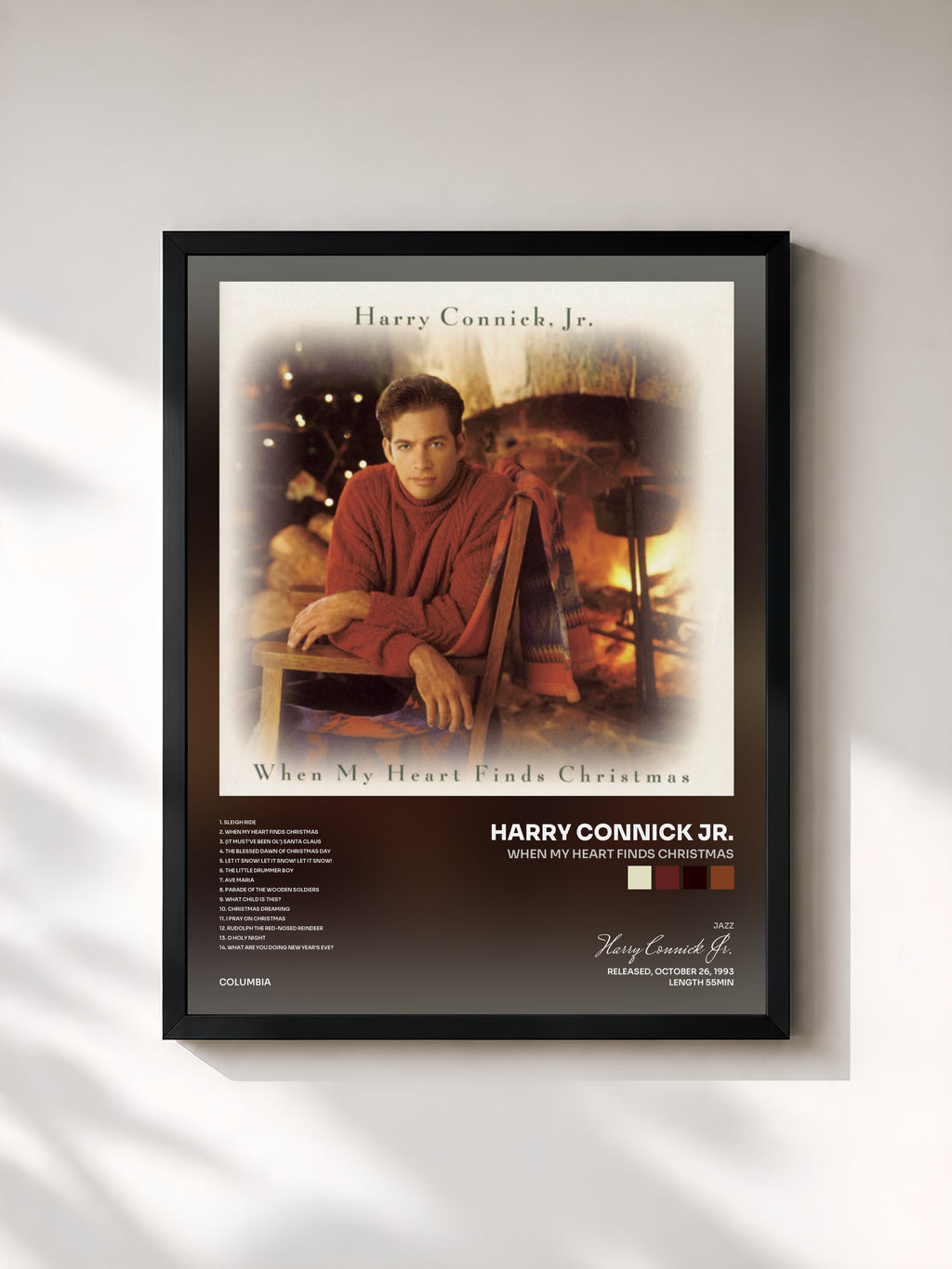 #noir Tableau de l'album When My Heart Finds Christmas de Harry Connick Jr., cadre noir, imprimé et encadré en France